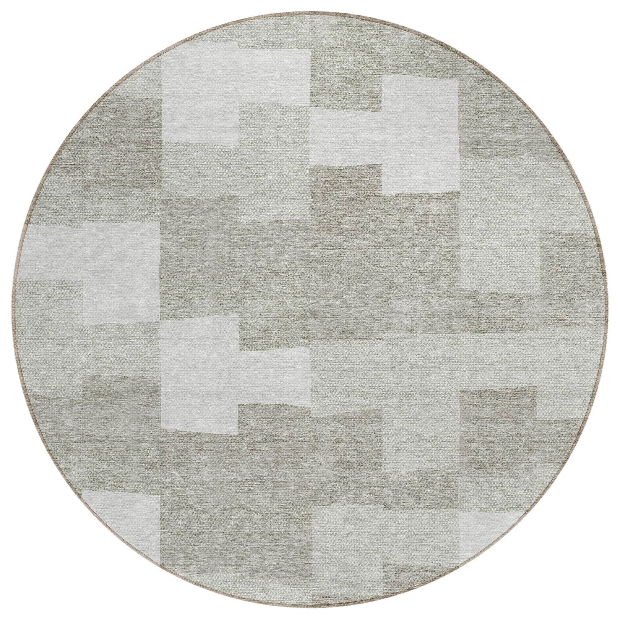 Machine Washable Taupe Brown Rug - Indoor / Outdoor - Kids / Pet Friendly Geometric Print Rug