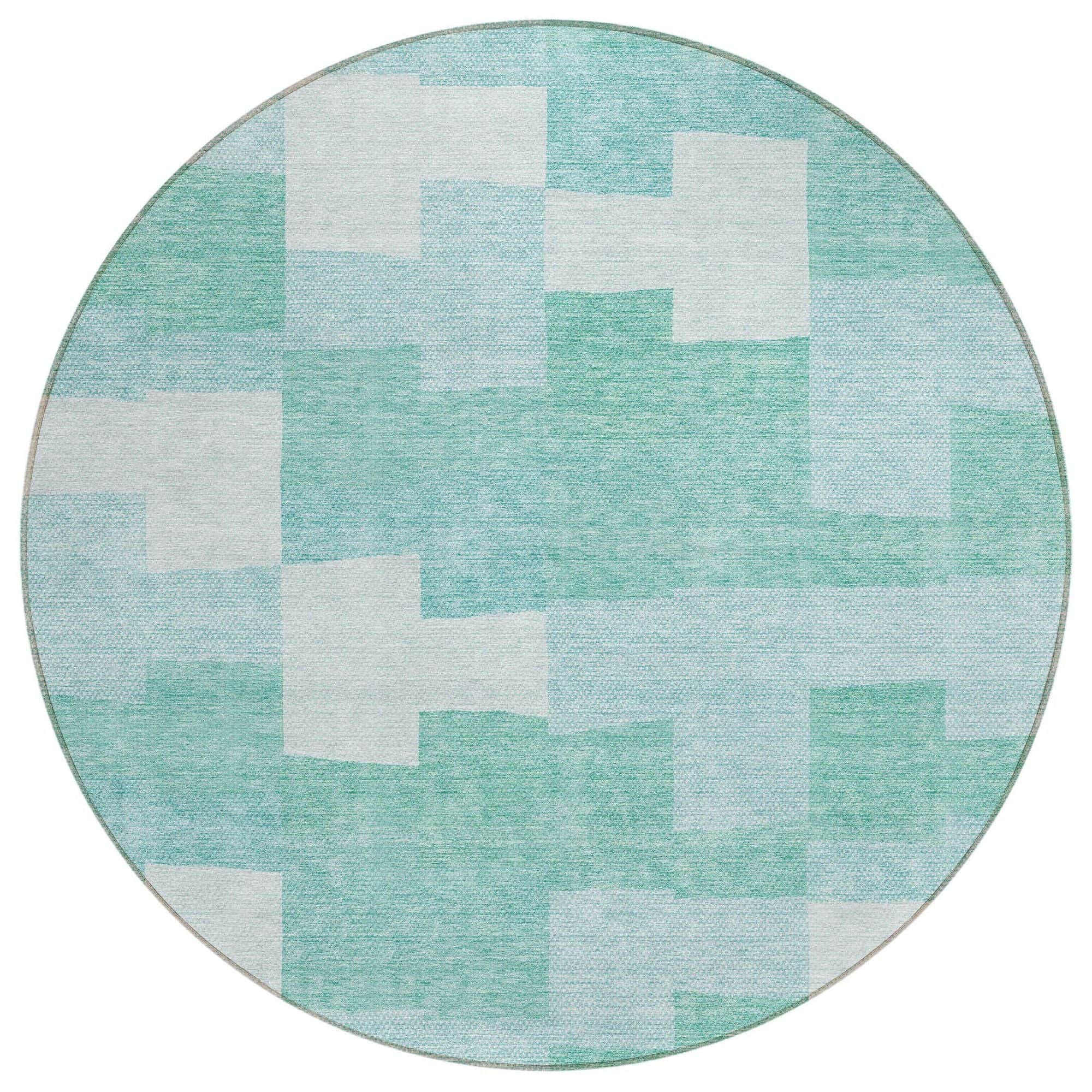 Machine Washable Teal Rug - Indoor / Outdoor - Kids / Pet Friendly Geometric Print Rug