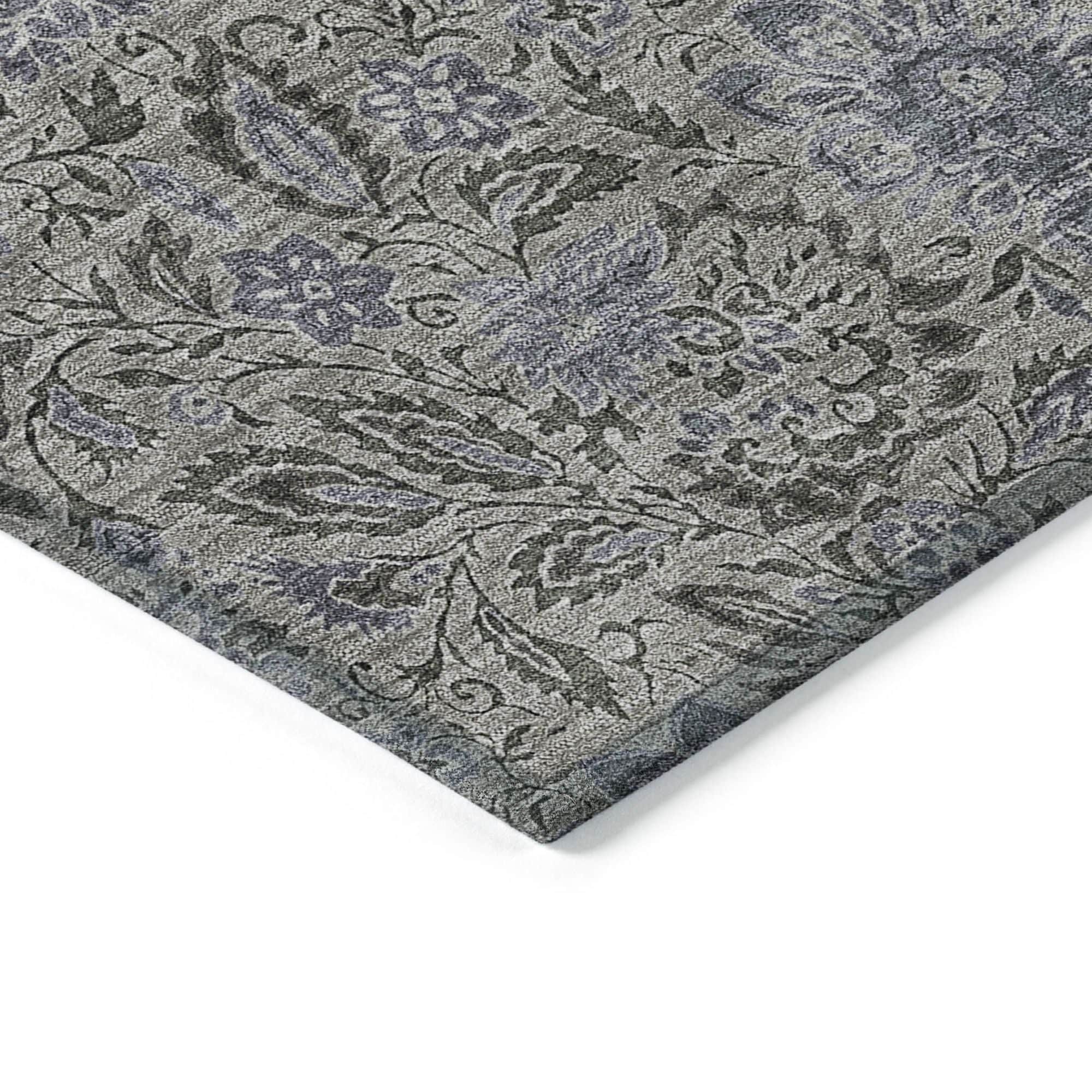 Machine Washable Khaki Brown Rug - Indoor / Outdoor - Kids / Pet Friendly Floral Print Rug