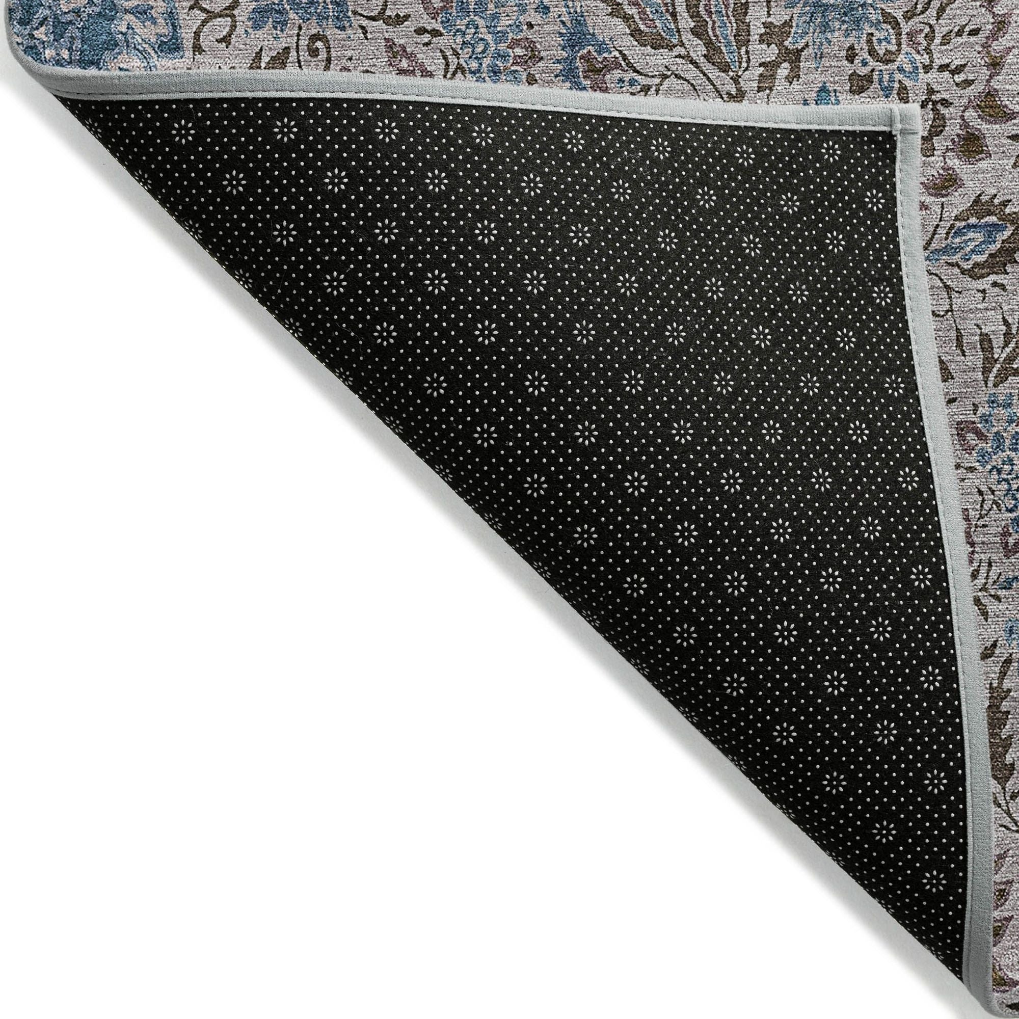 Machine Washable Mocha Brown Rug - Indoor / Outdoor - Kids / Pet Friendly Floral Print Rug