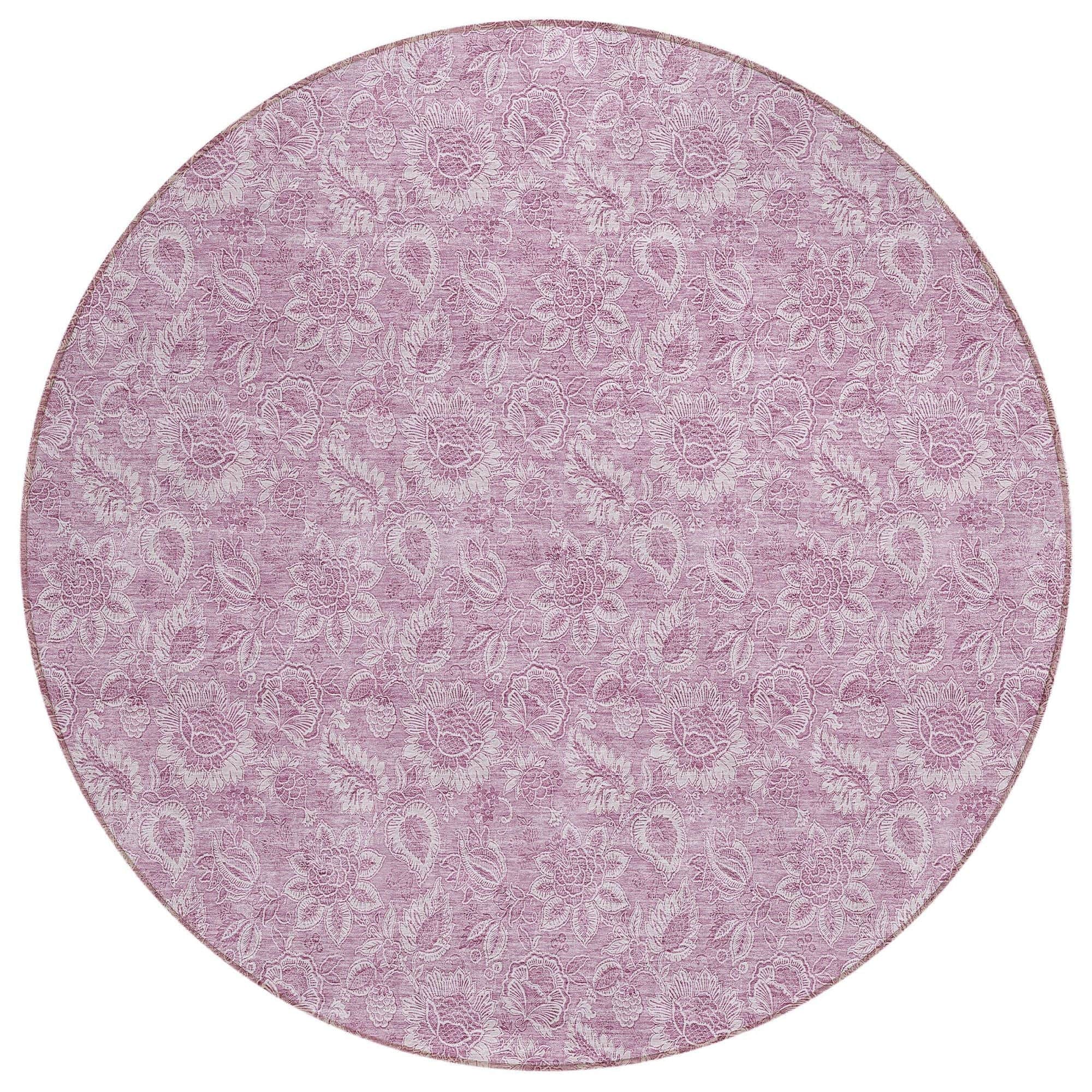 Machine Washable Blush Pink Rug - Indoor / Outdoor - Kids / Pet Friendly Floral Print Rug