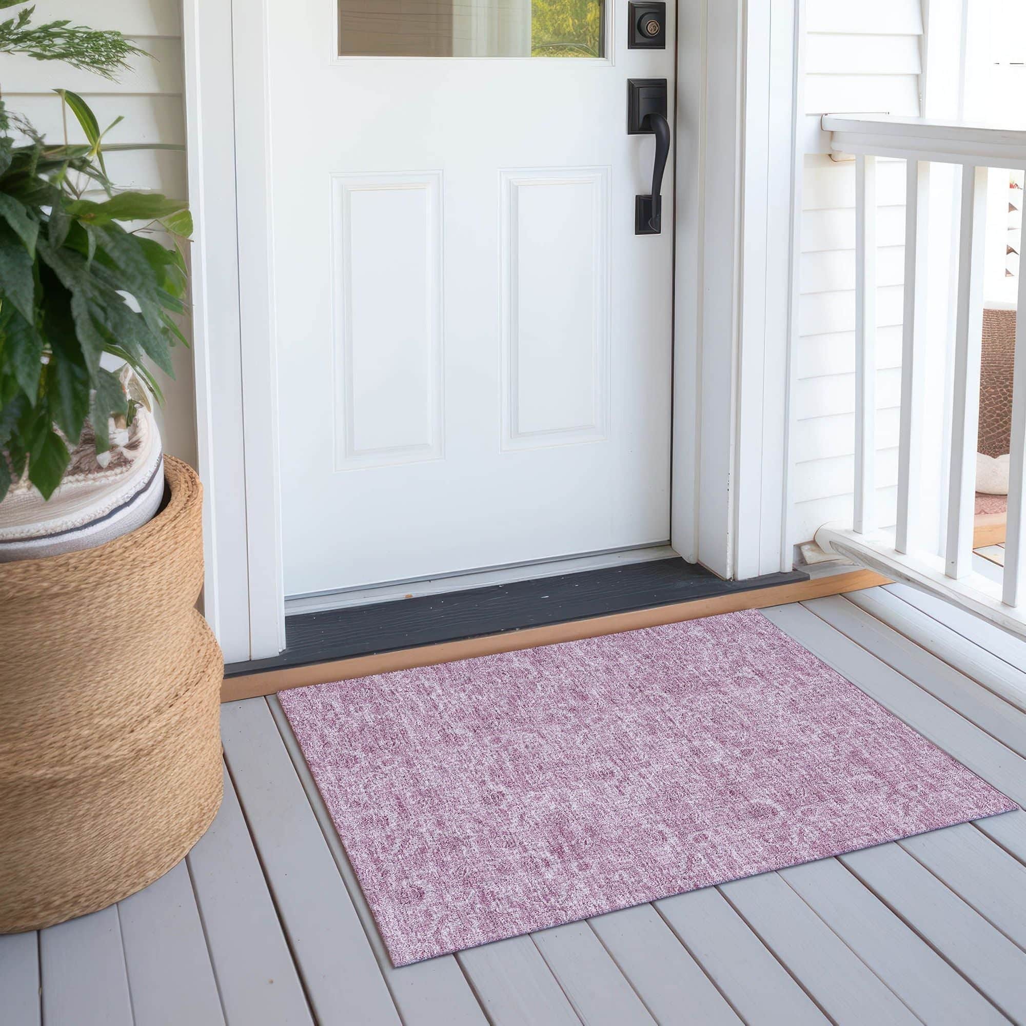 Machine Washable Blush Pink Rug - Indoor / Outdoor - Kids / Pet Friendly Floral Print Rug