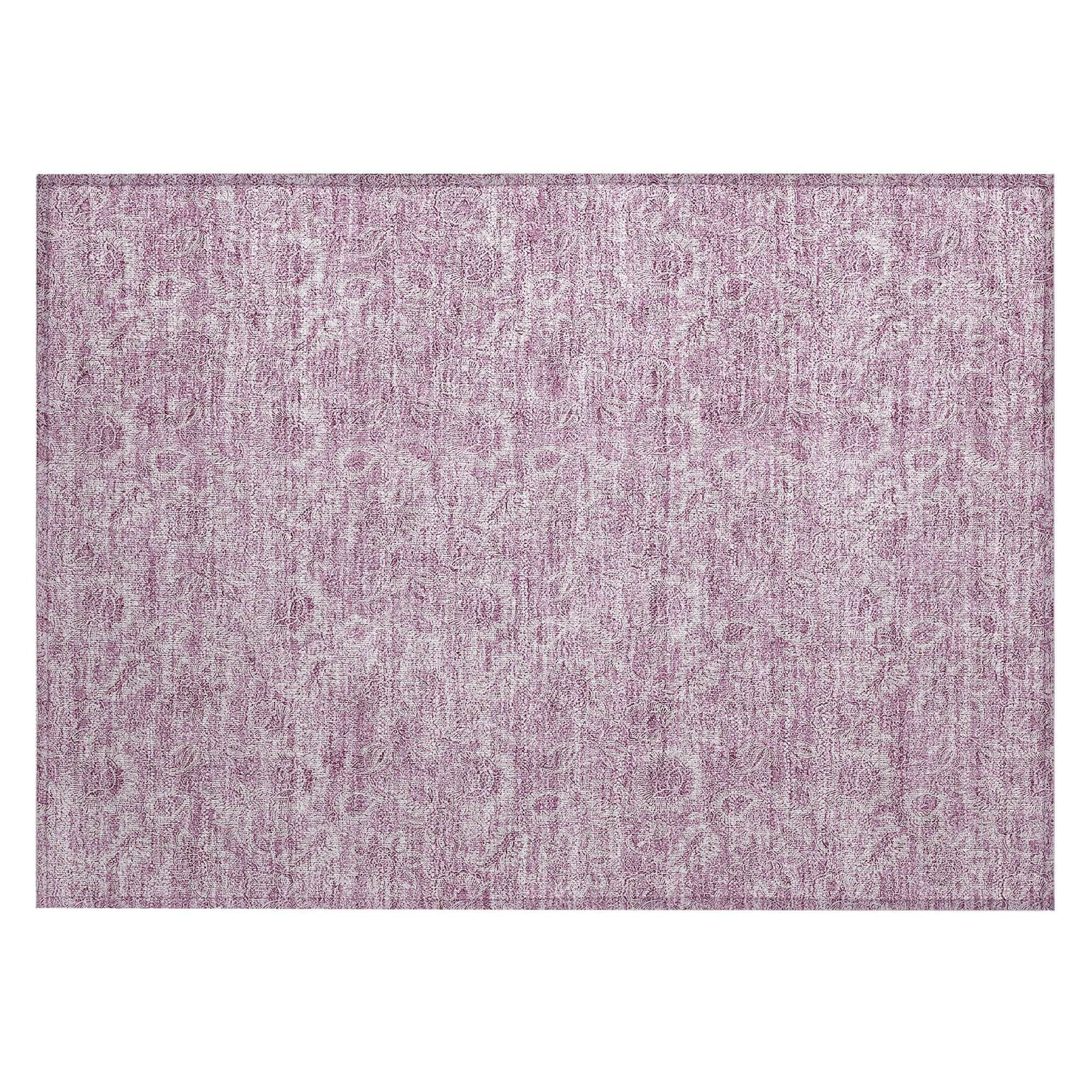 Machine Washable Blush Pink Rug - Indoor / Outdoor - Kids / Pet Friendly Floral Print Rug