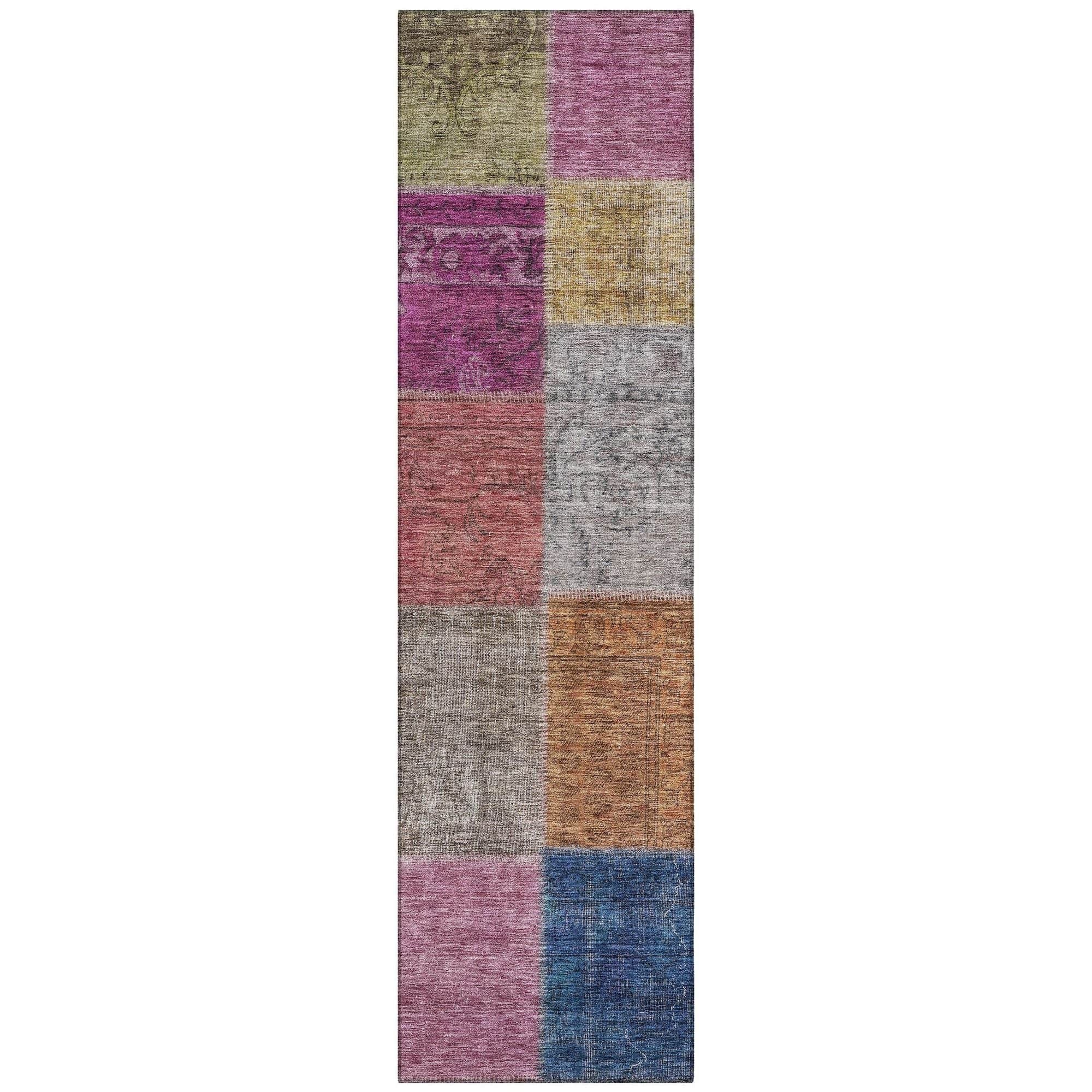 Machine Washable Copper Orange Rug - Indoor / Outdoor - Kids / Pet Friendly Patchwork Print Rug