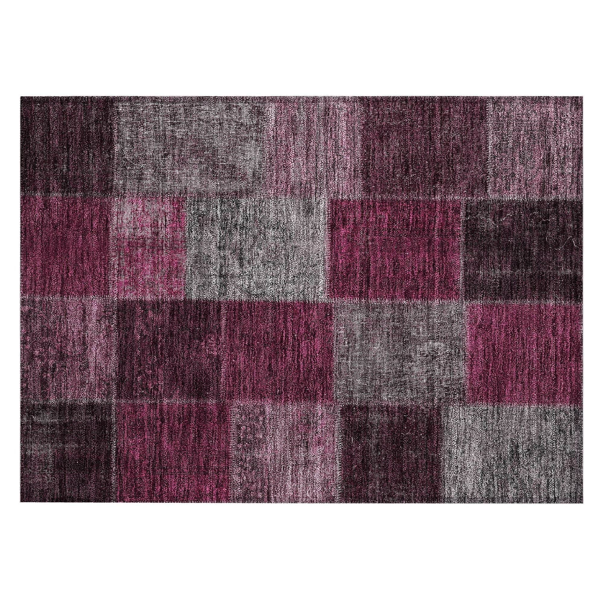 Machine Washable Merlot Red Rug - Indoor / Outdoor - Kids / Pet Friendly Patchwork Print Rug
