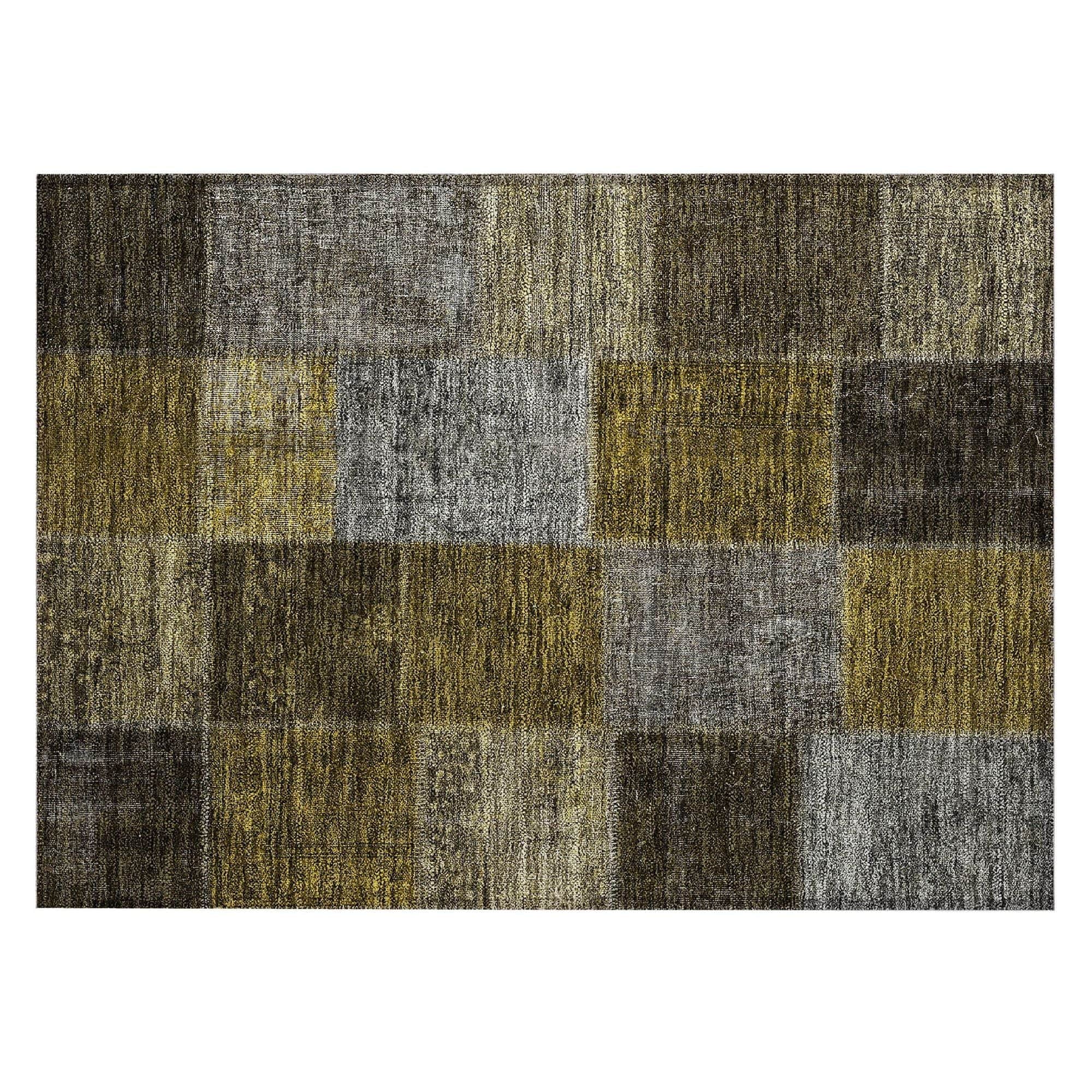 Machine Washable Mocha Brown Rug - Indoor / Outdoor - Kids / Pet Friendly Patchwork Print Rug