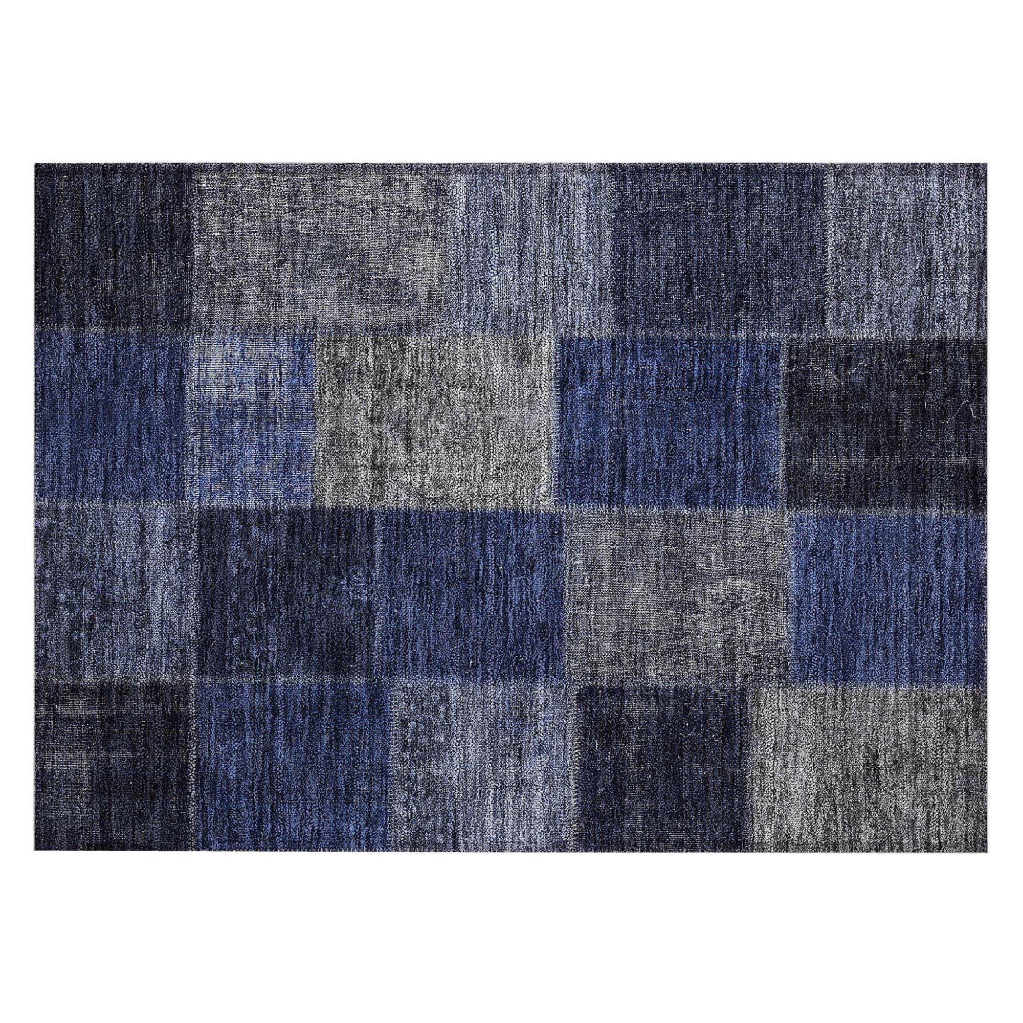 Machine Washable Navy Blue Rug - Indoor / Outdoor - Kids / Pet Friendly Patchwork Print Rug