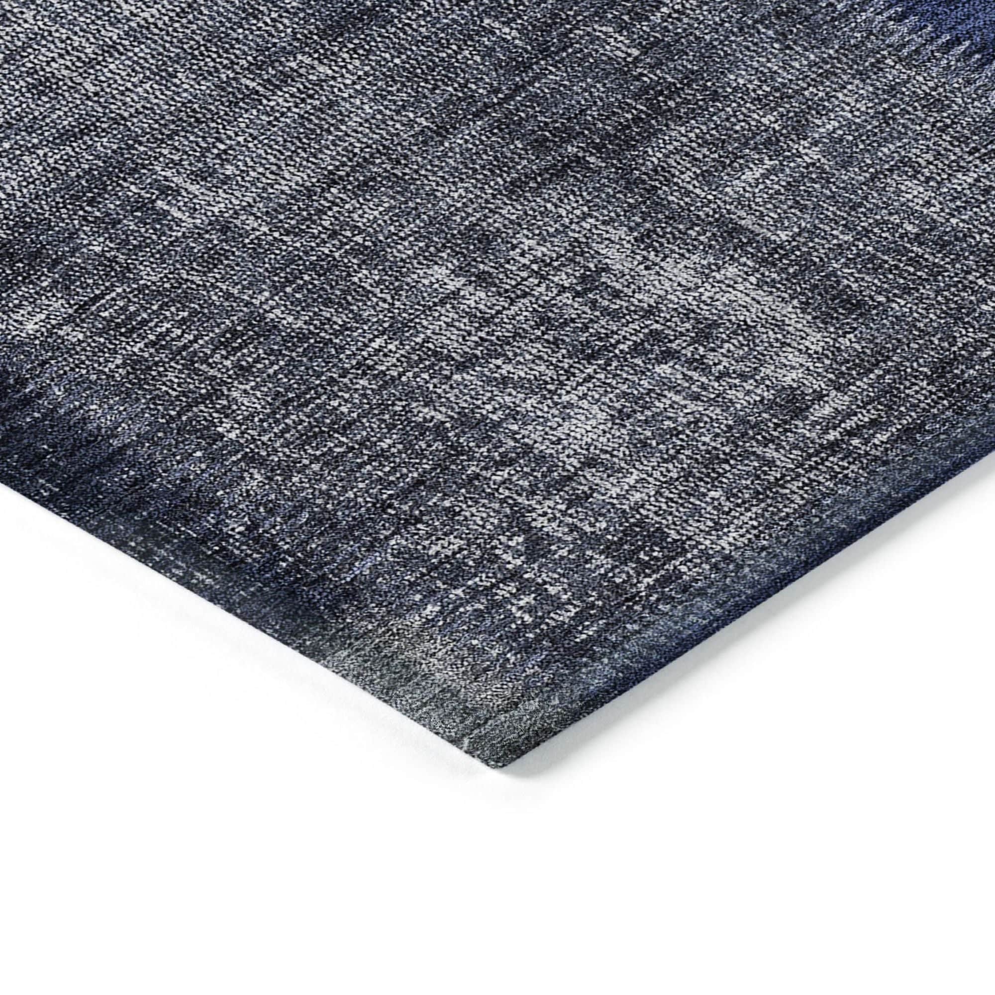 Machine Washable Navy Blue Rug - Indoor / Outdoor - Kids / Pet Friendly Patchwork Print Rug