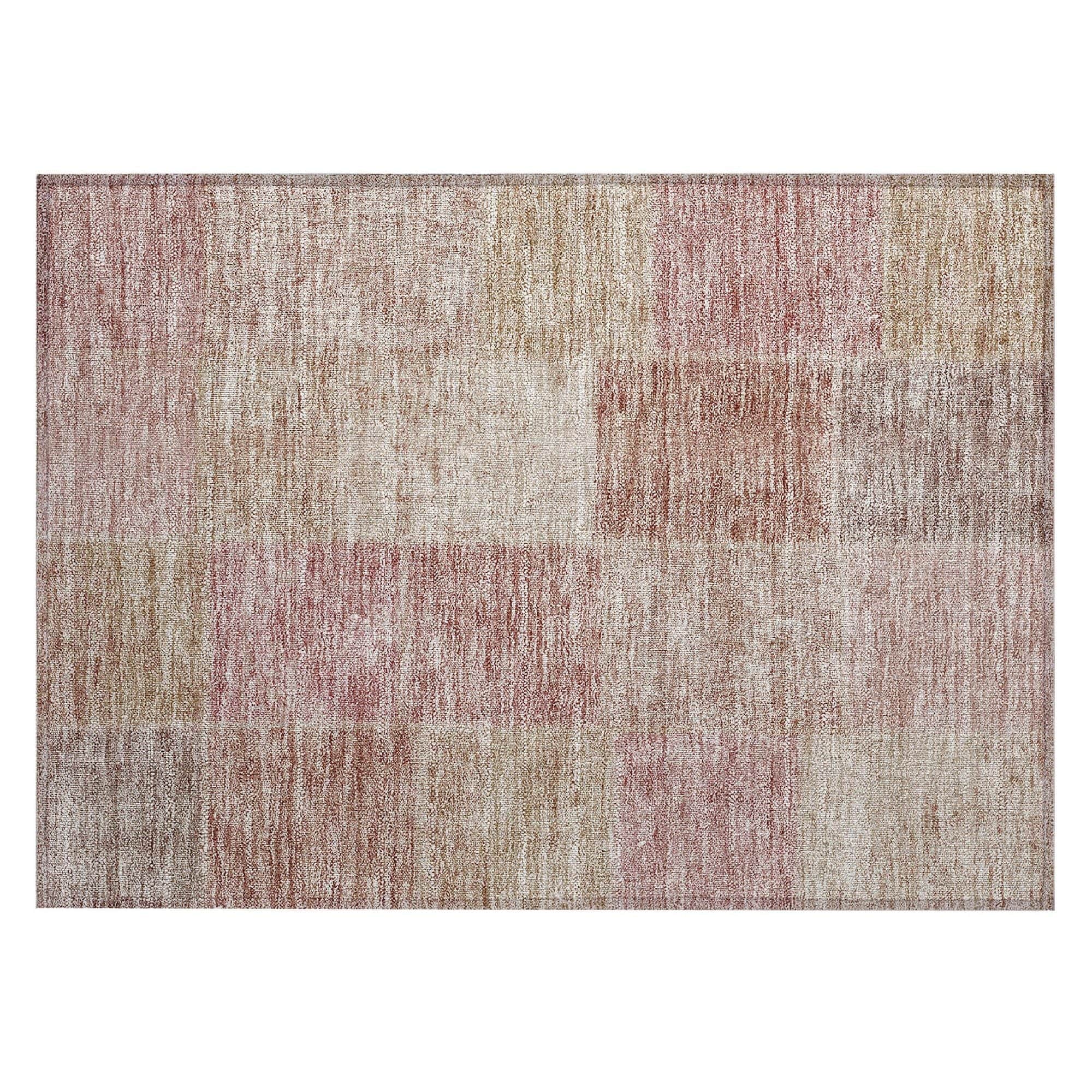 Machine Washable Blush Pink Rug - Indoor / Outdoor - Kids / Pet Friendly Patchwork Print Rug