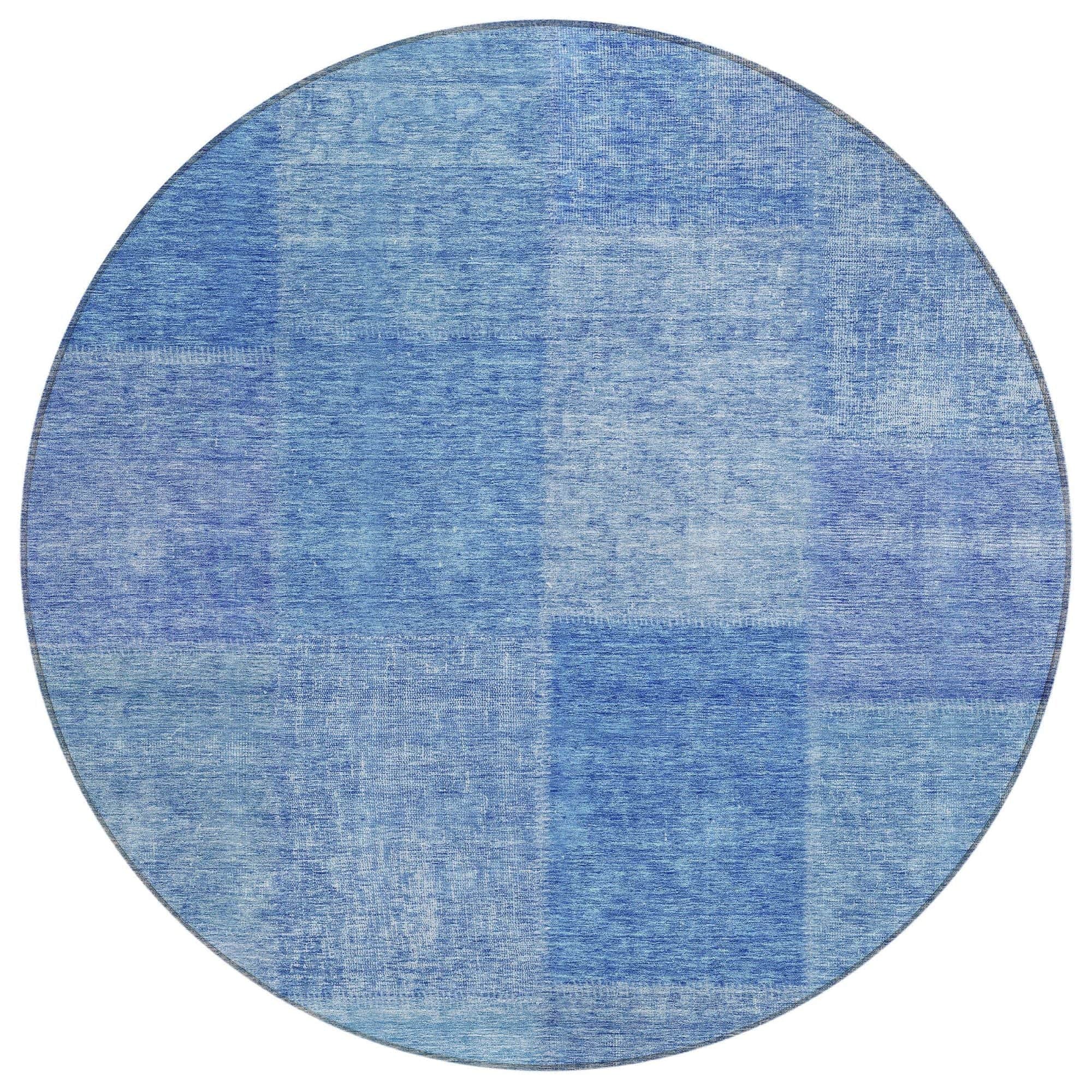Machine Washable Denim Blue Rug - Indoor / Outdoor - Kids / Pet Friendly Patchwork Print Rug
