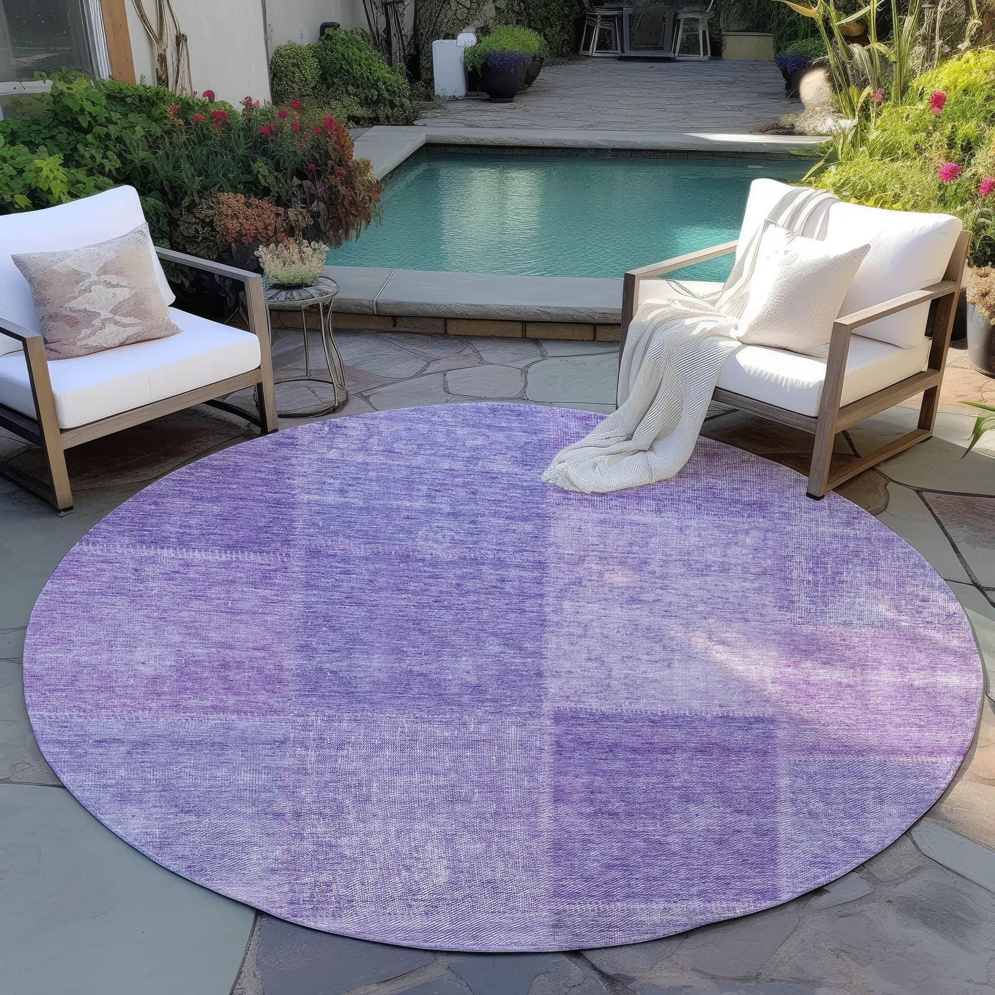 Machine Washable Lavender Purple Rug - Indoor / Outdoor - Kids / Pet Friendly Patchwork Print Rug