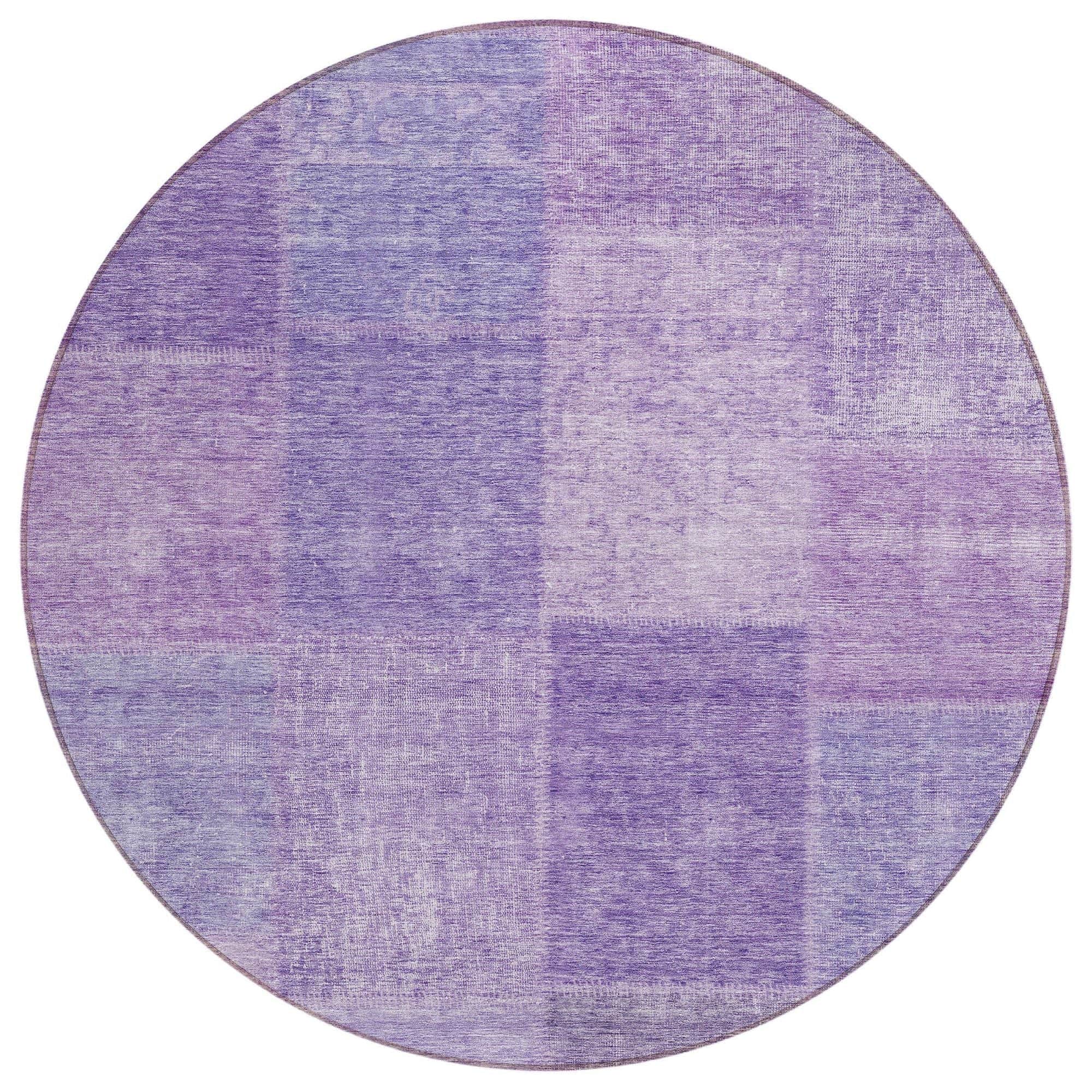 Machine Washable Lavender Purple Rug - Indoor / Outdoor - Kids / Pet Friendly Patchwork Print Rug