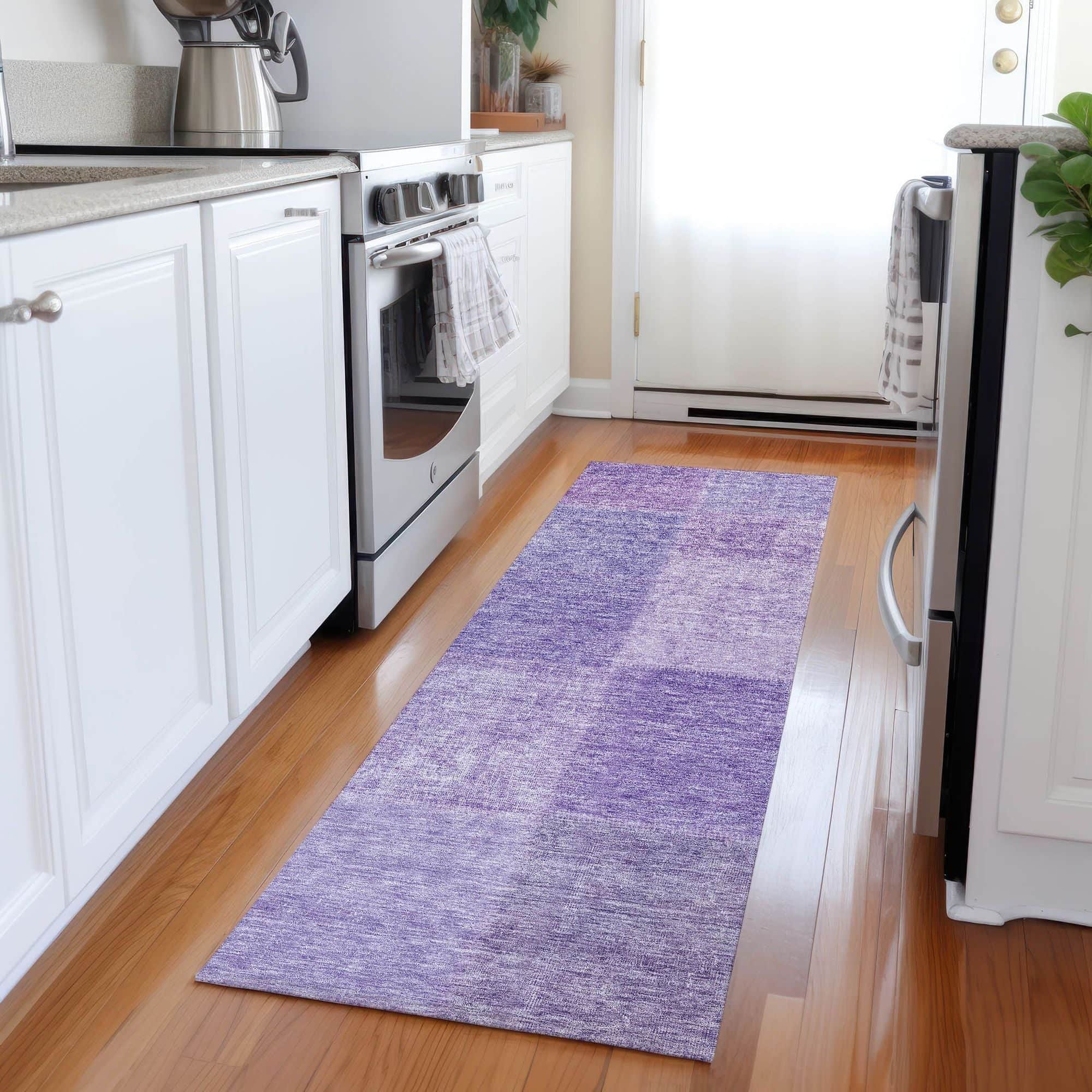 Machine Washable Lavender Purple Rug - Indoor / Outdoor - Kids / Pet Friendly Patchwork Print Rug