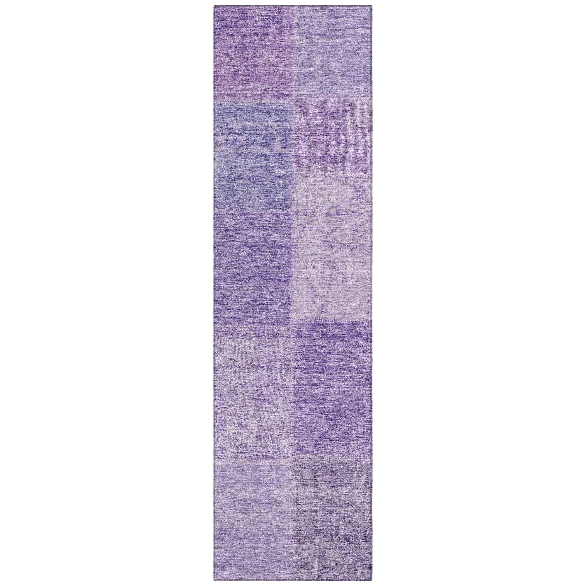 Machine Washable Lavender Purple Rug - Indoor / Outdoor - Kids / Pet Friendly Patchwork Print Rug