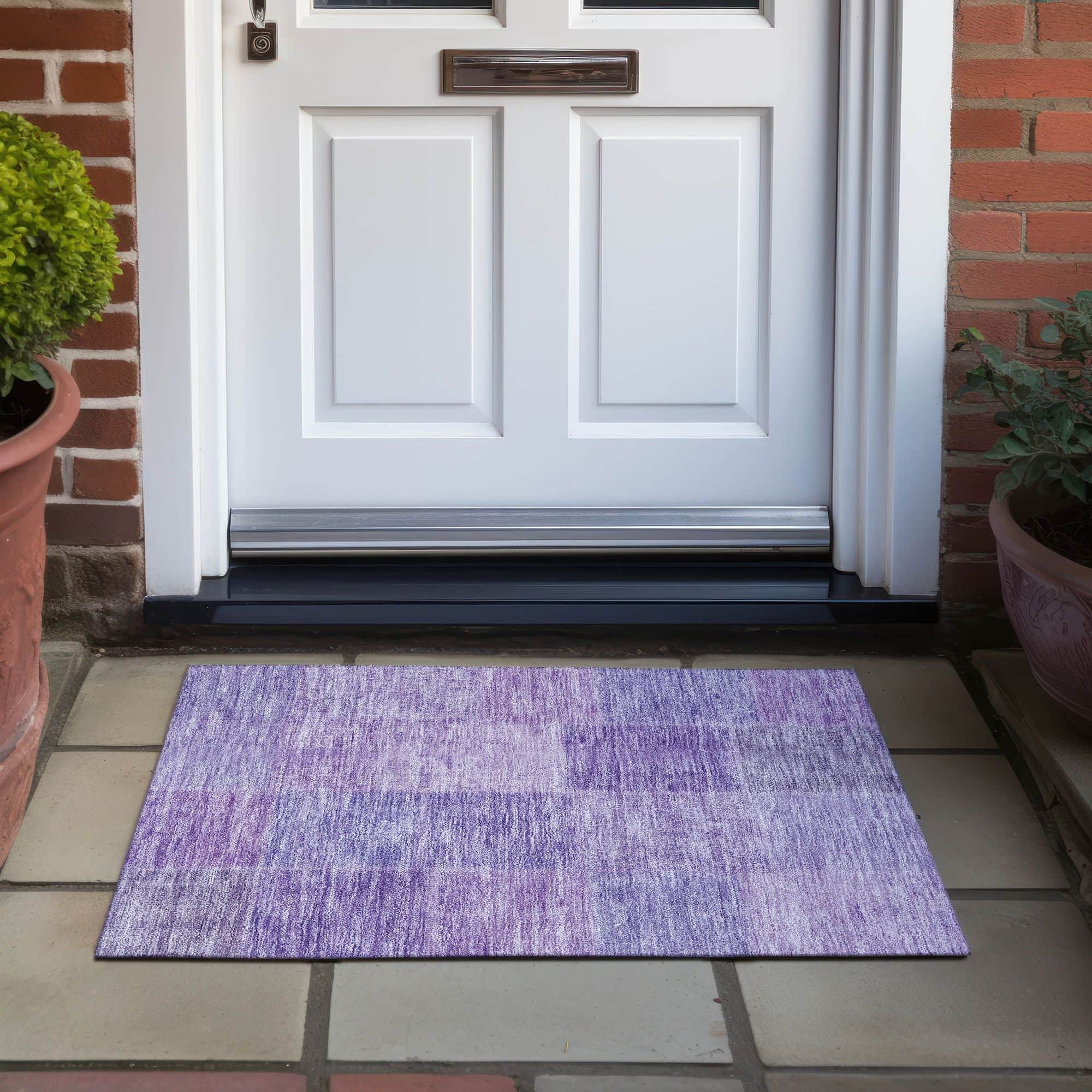 Machine Washable Lavender Purple Rug - Indoor / Outdoor - Kids / Pet Friendly Patchwork Print Rug