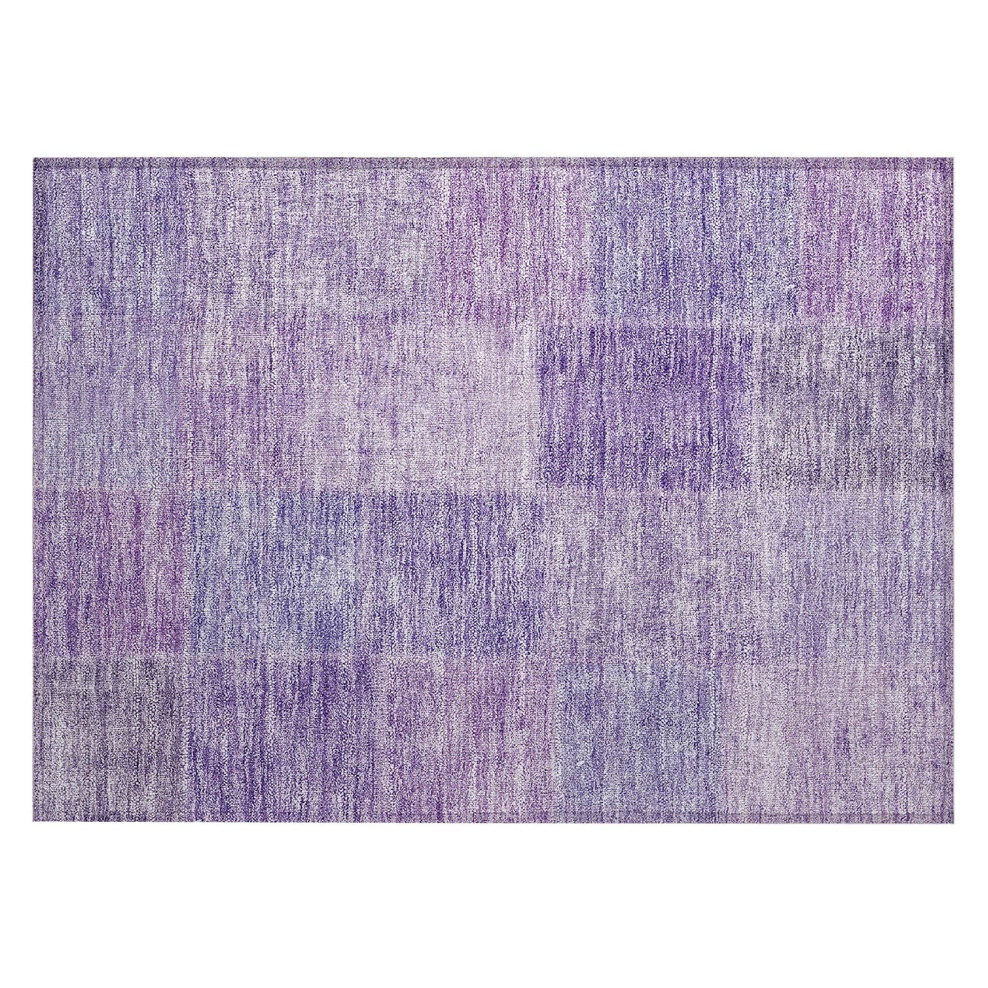 Machine Washable Lavender Purple Rug - Indoor / Outdoor - Kids / Pet Friendly Patchwork Print Rug