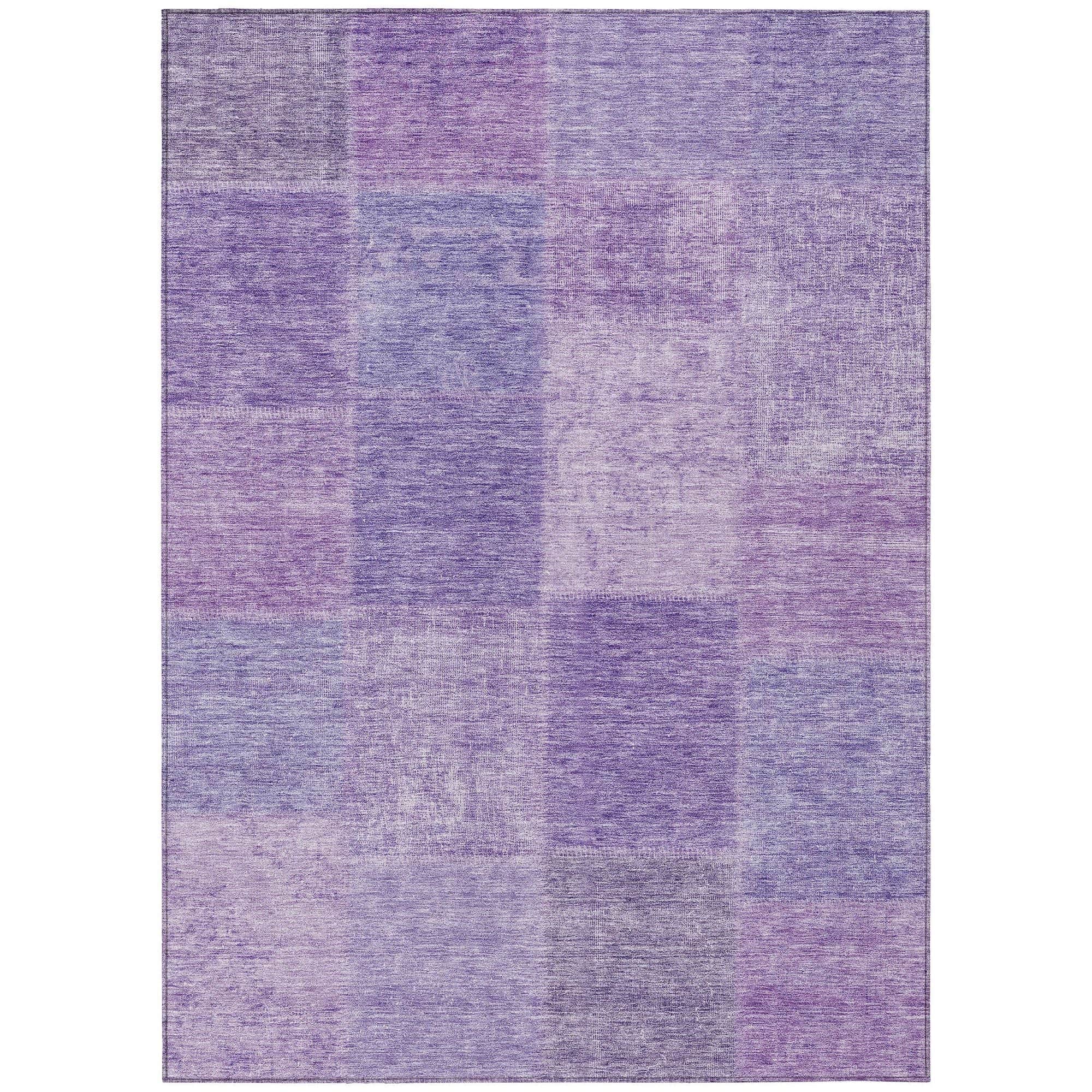 Machine Washable Lavender Purple Rug - Indoor / Outdoor - Kids / Pet Friendly Patchwork Print Rug