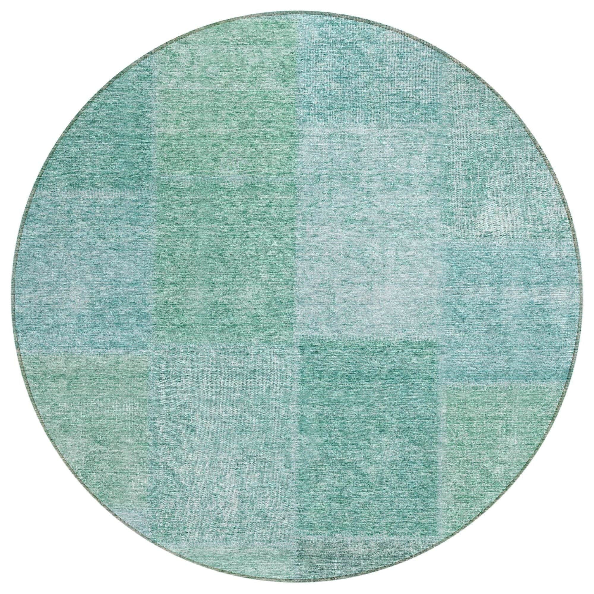 Machine Washable Teal Rug - Indoor / Outdoor - Kids / Pet Friendly Patchwork Print Rug