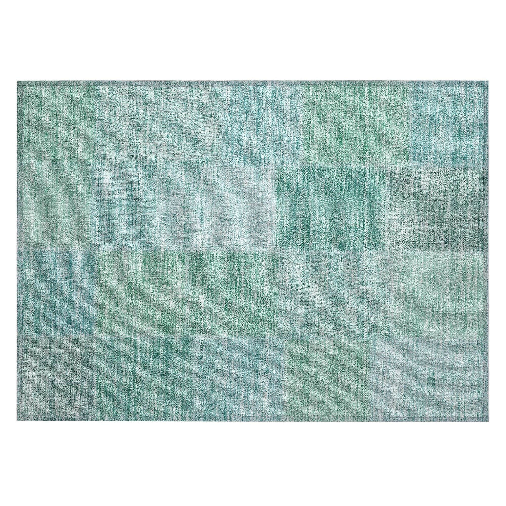 Machine Washable Teal Rug - Indoor / Outdoor - Kids / Pet Friendly Patchwork Print Rug