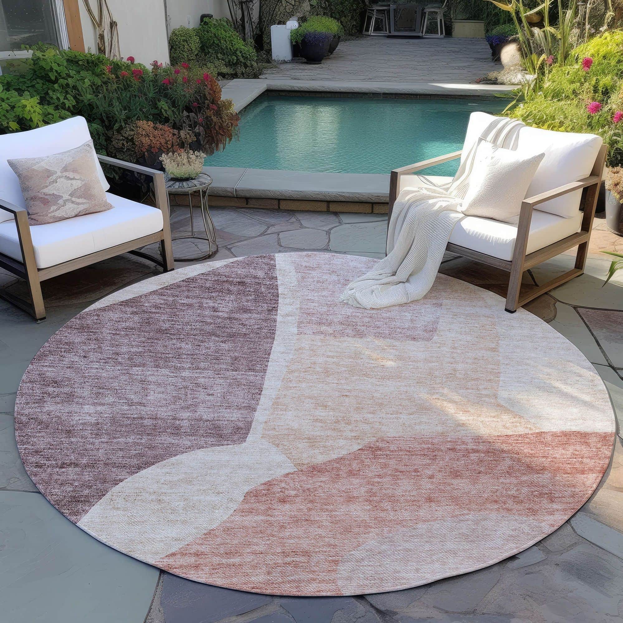 Machine Washable Blush Pink Rug - Indoor / Outdoor - Kids / Pet Friendly Abstract Print Rug