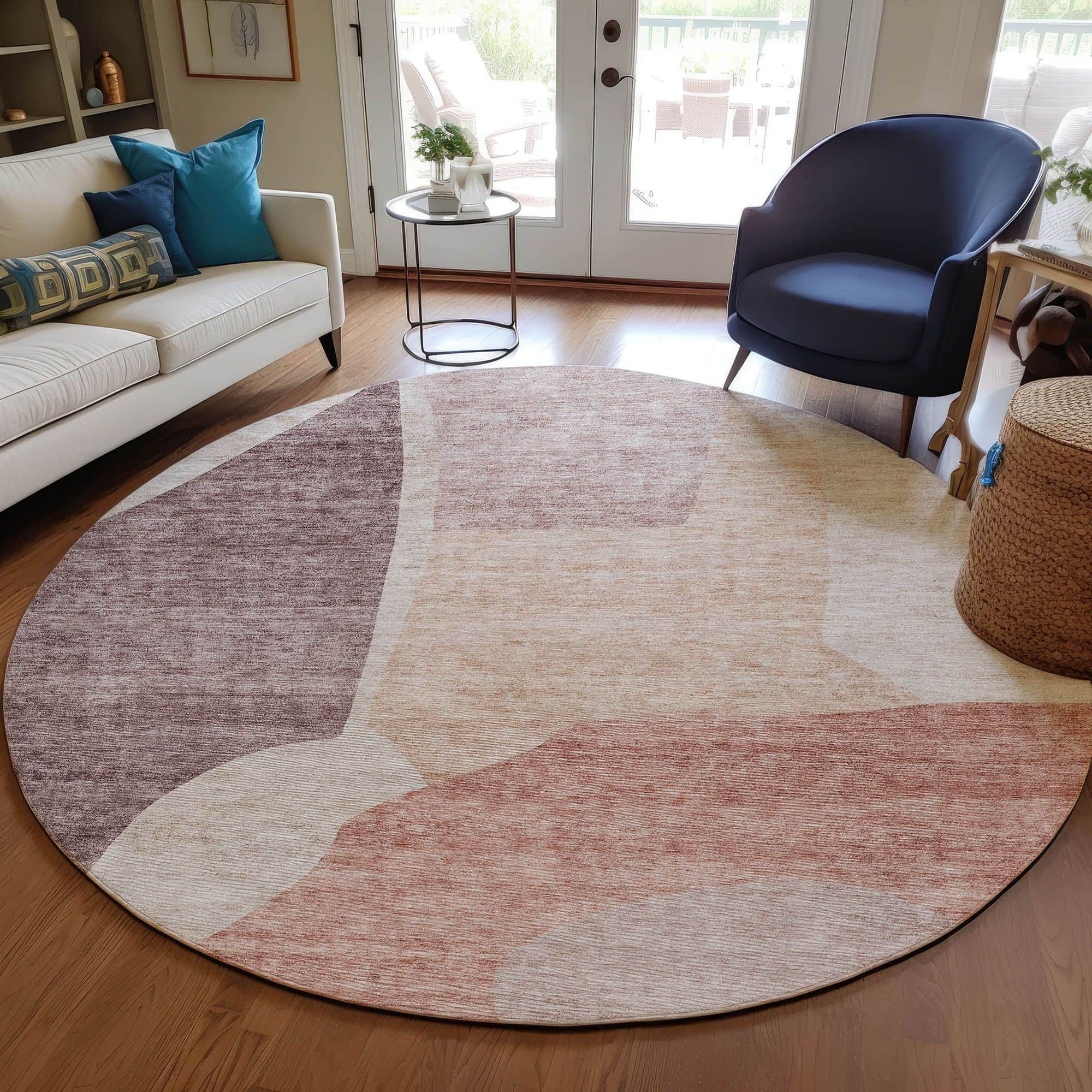 Machine Washable Blush Pink Rug - Indoor / Outdoor - Kids / Pet Friendly Abstract Print Rug