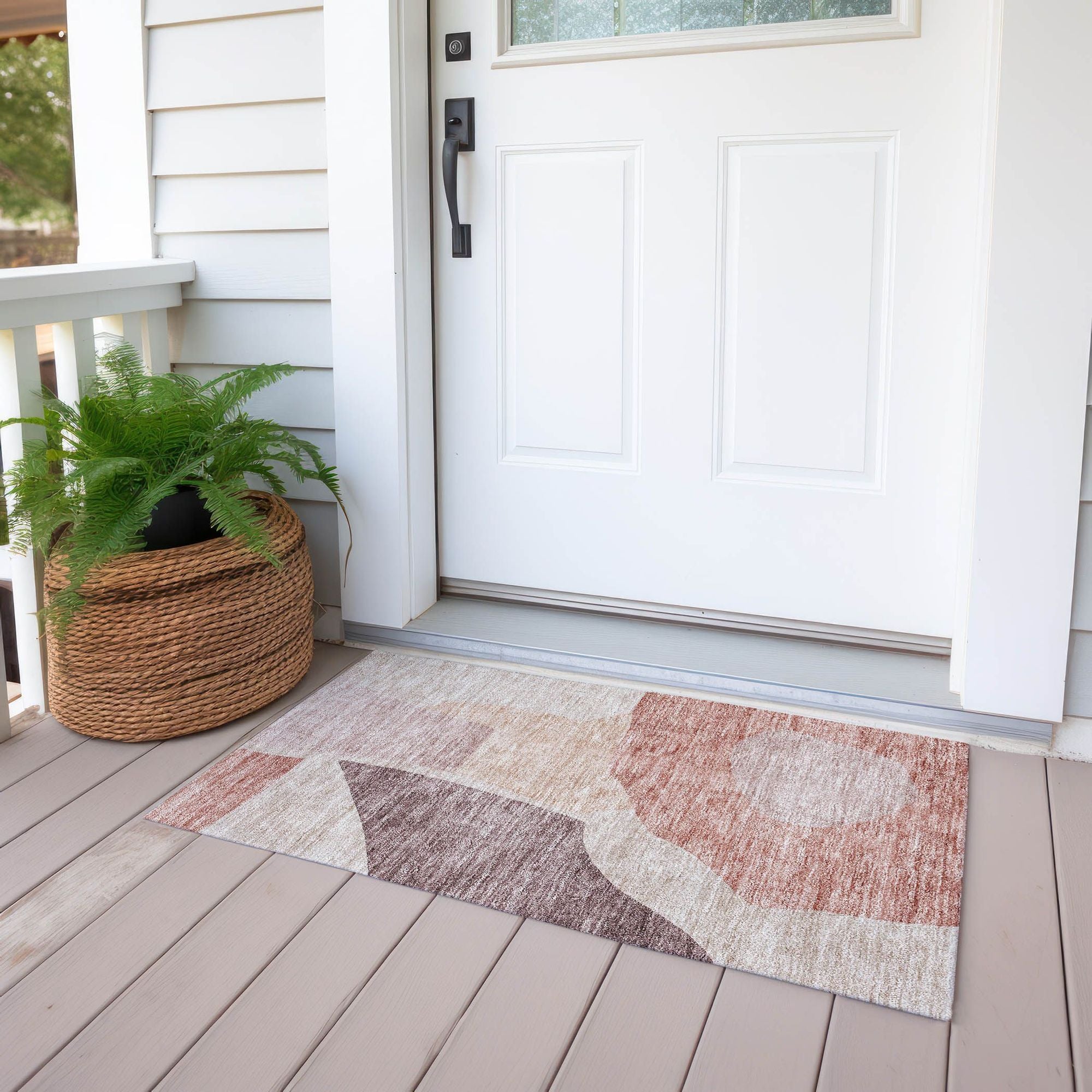 Machine Washable Blush Pink Rug - Indoor / Outdoor - Kids / Pet Friendly Abstract Print Rug