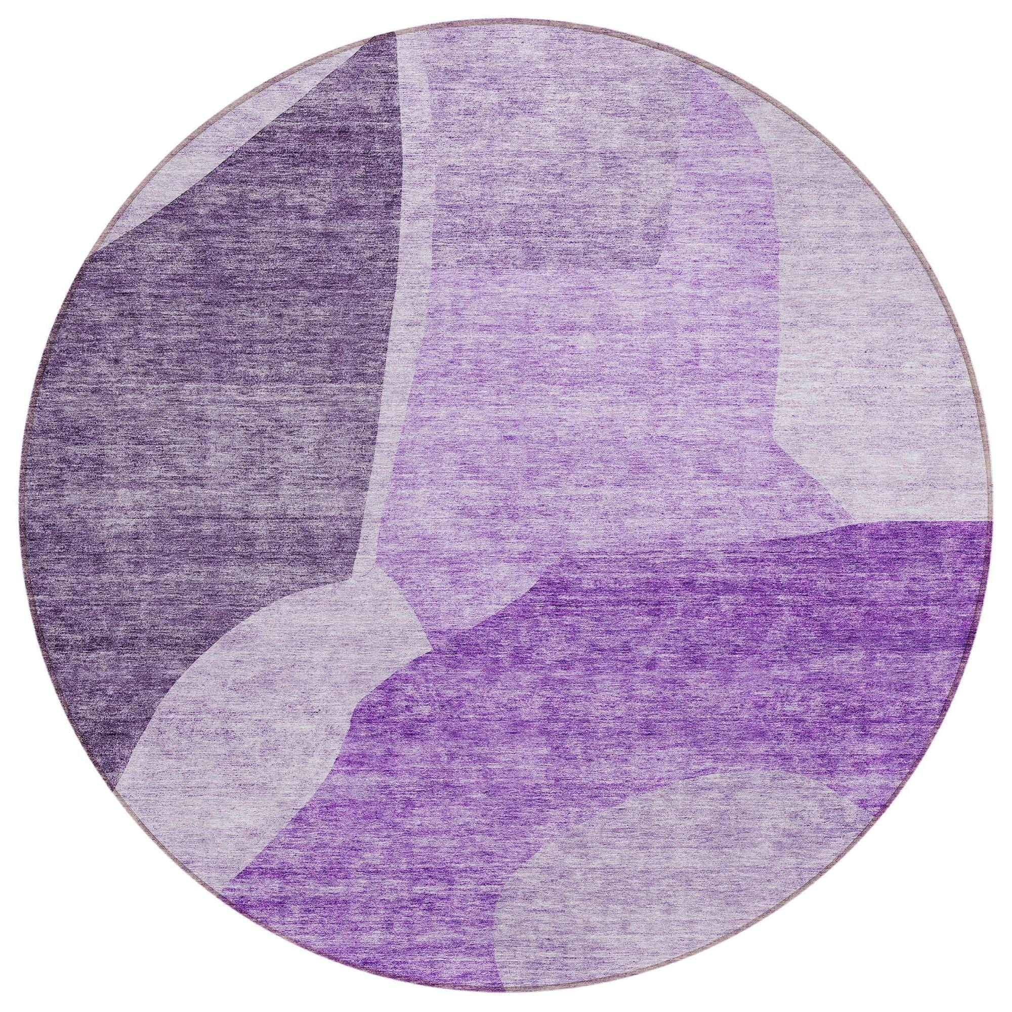 Machine Washable Eggplant Purple Rug - Indoor / Outdoor - Kids / Pet Friendly Abstract Print Rug