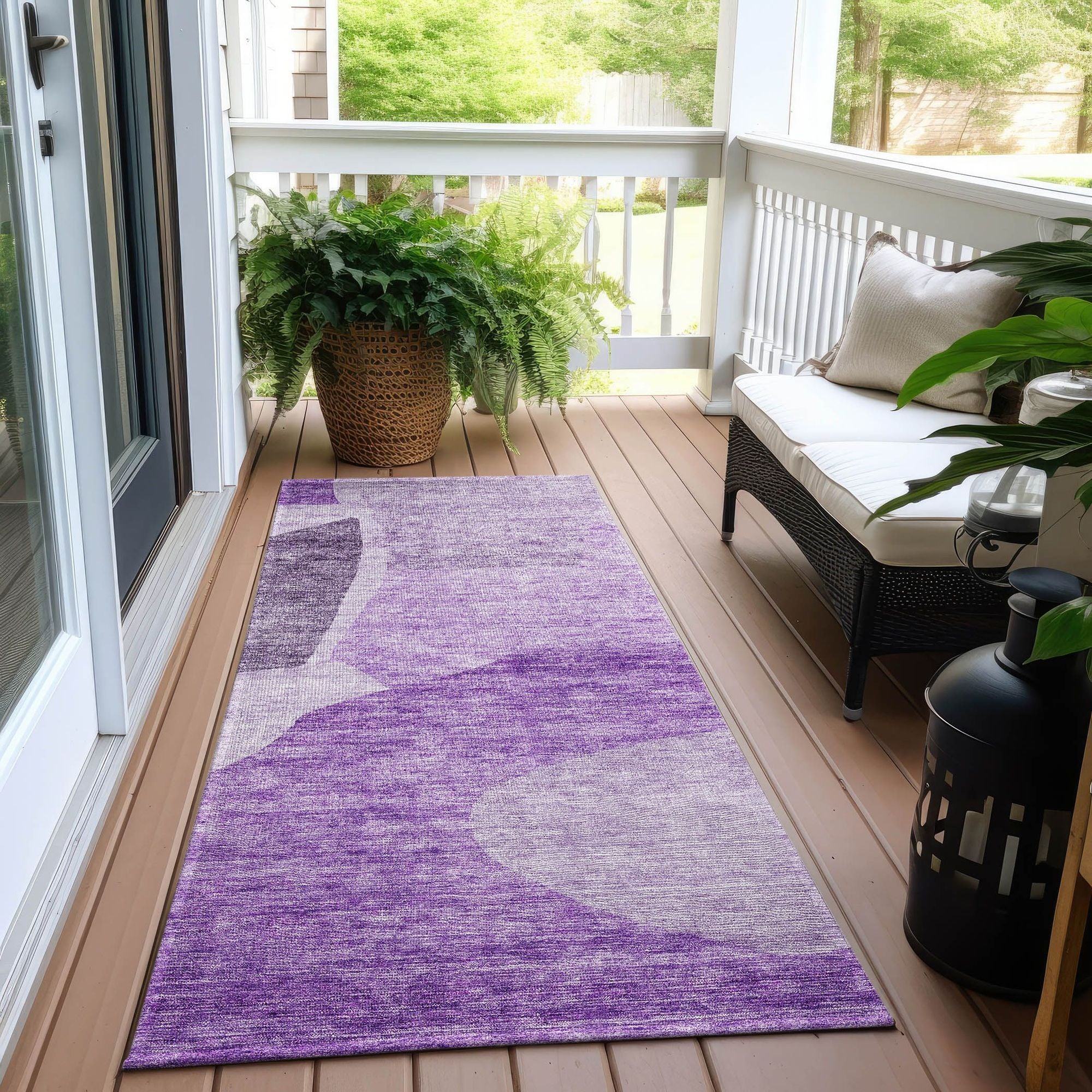 Machine Washable Eggplant Purple Rug - Indoor / Outdoor - Kids / Pet Friendly Abstract Print Rug