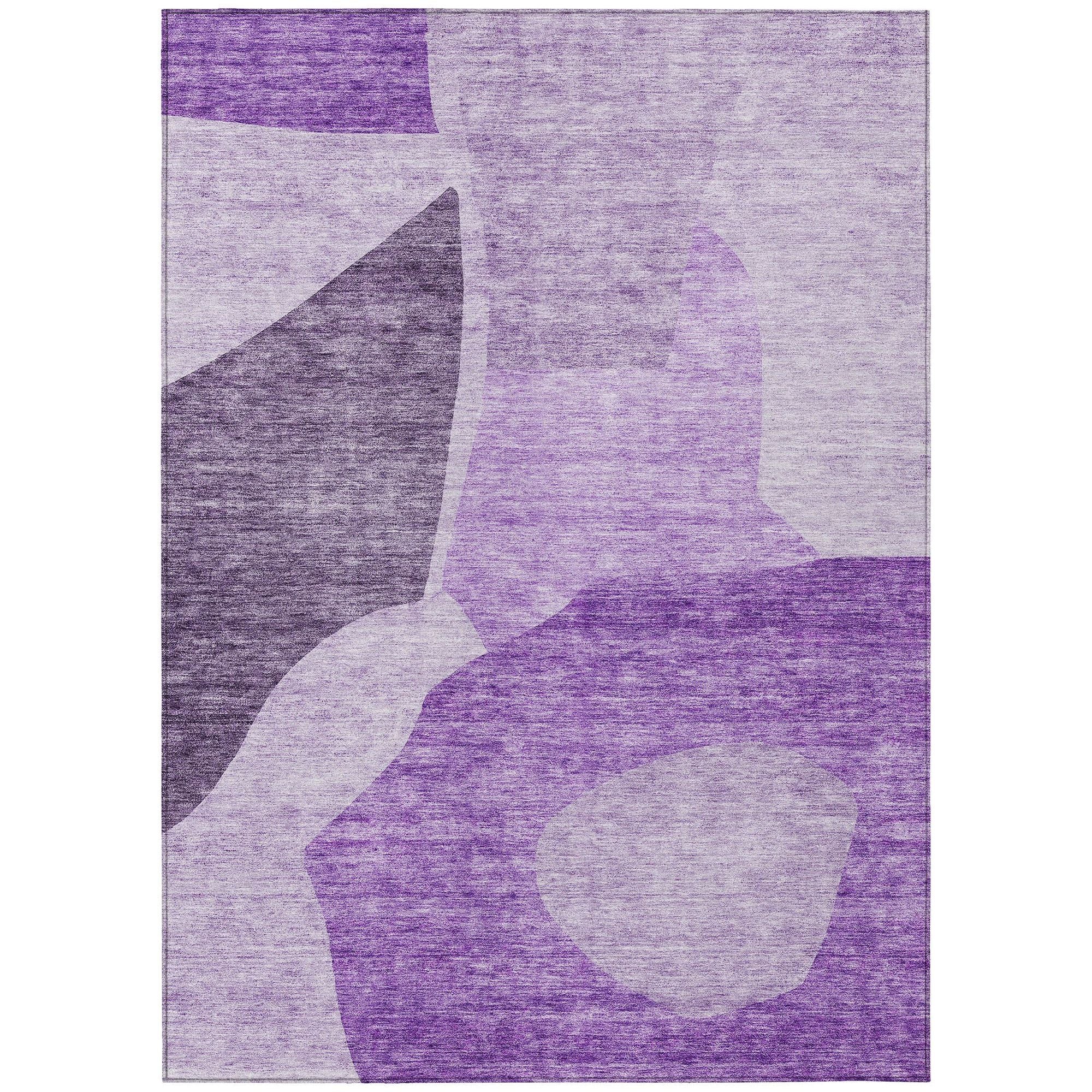 Machine Washable Eggplant Purple Rug - Indoor / Outdoor - Kids / Pet Friendly Abstract Print Rug
