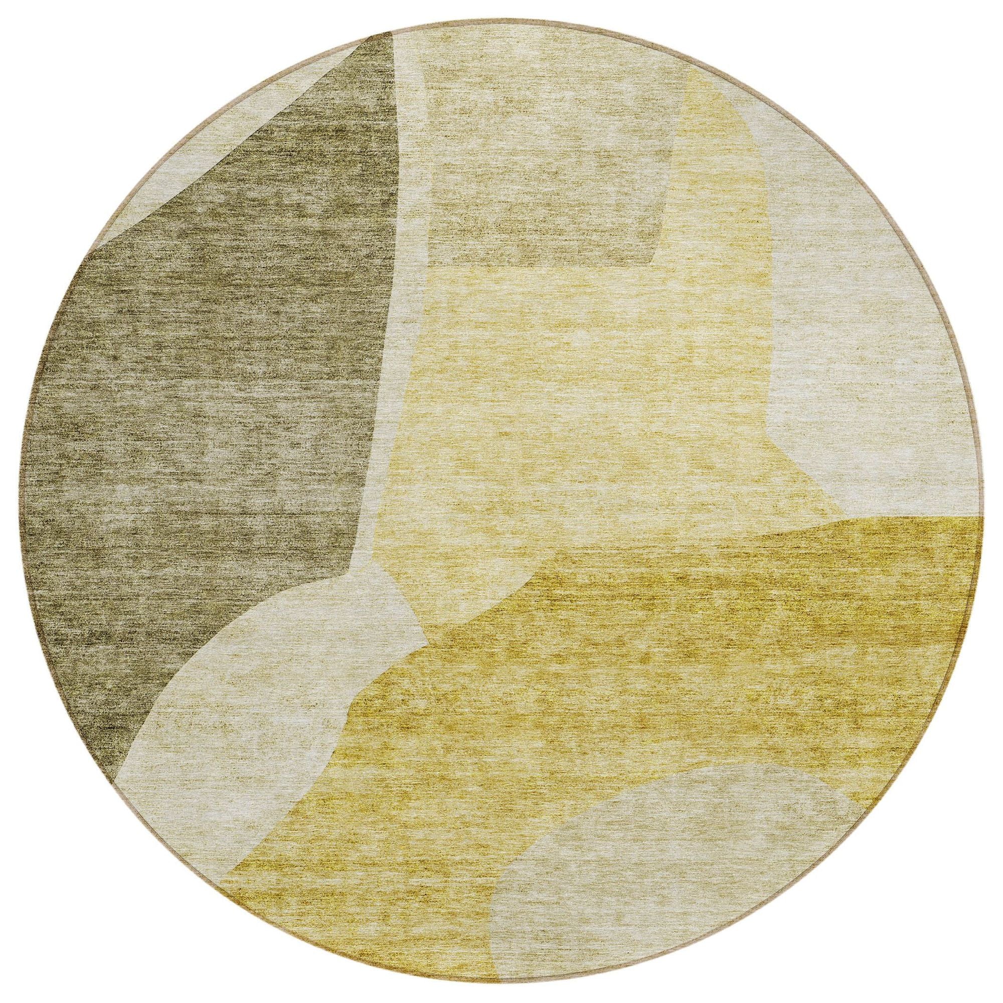 Machine Washable Gold Rug - Indoor / Outdoor - Kids / Pet Friendly Abstract Print Rug