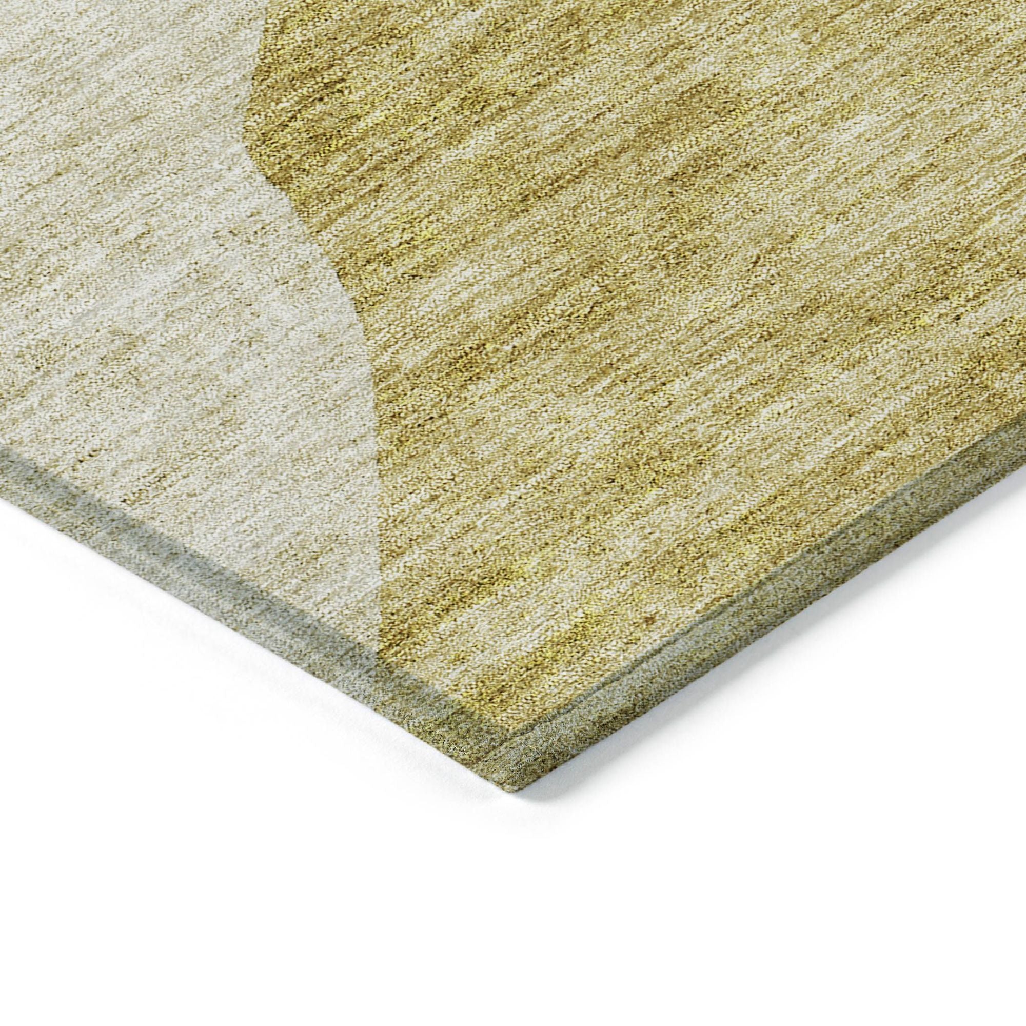 Machine Washable Gold Rug - Indoor / Outdoor - Kids / Pet Friendly Abstract Print Rug