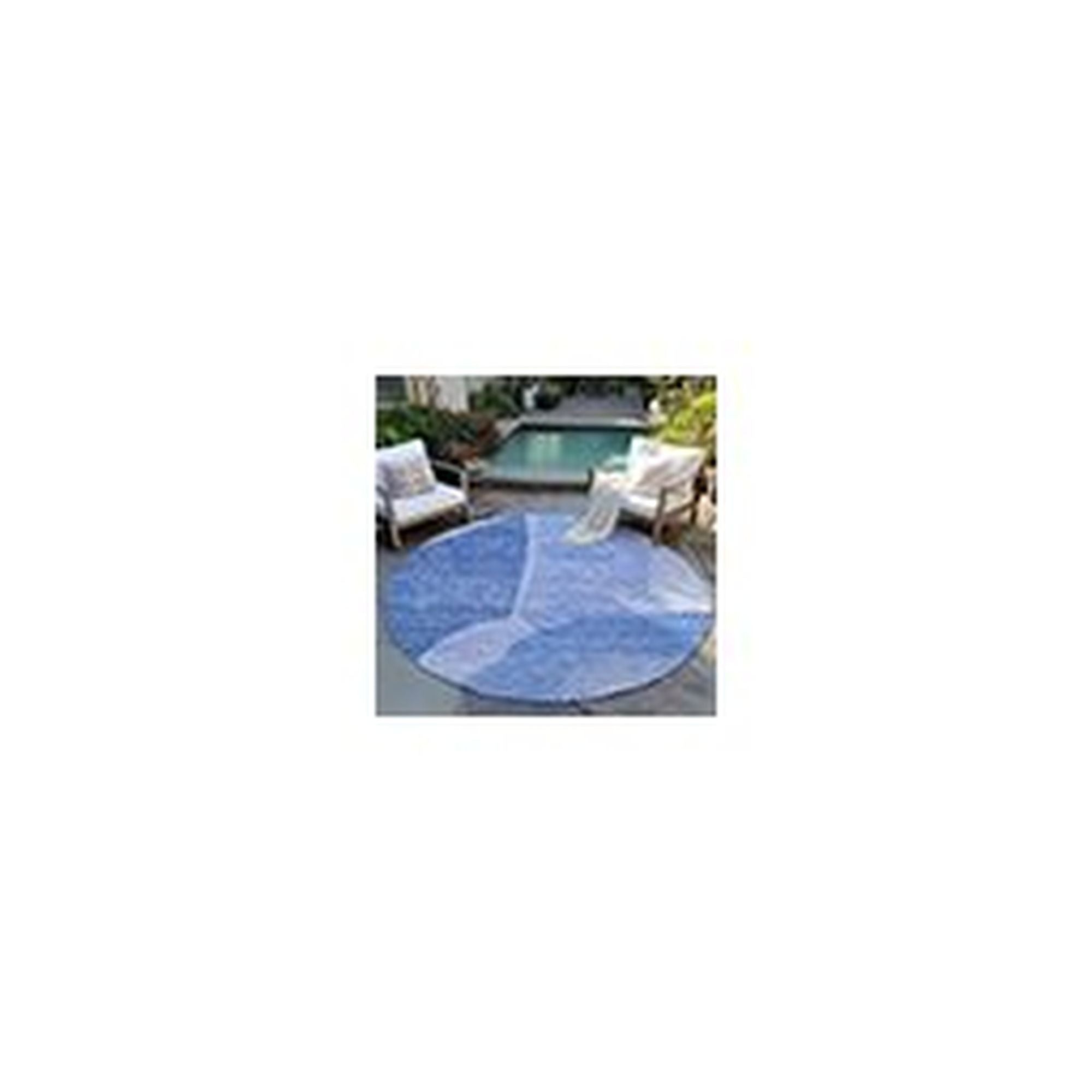 Machine Washable Navy Blue Rug - Indoor / Outdoor - Kids / Pet Friendly Abstract Print Rug