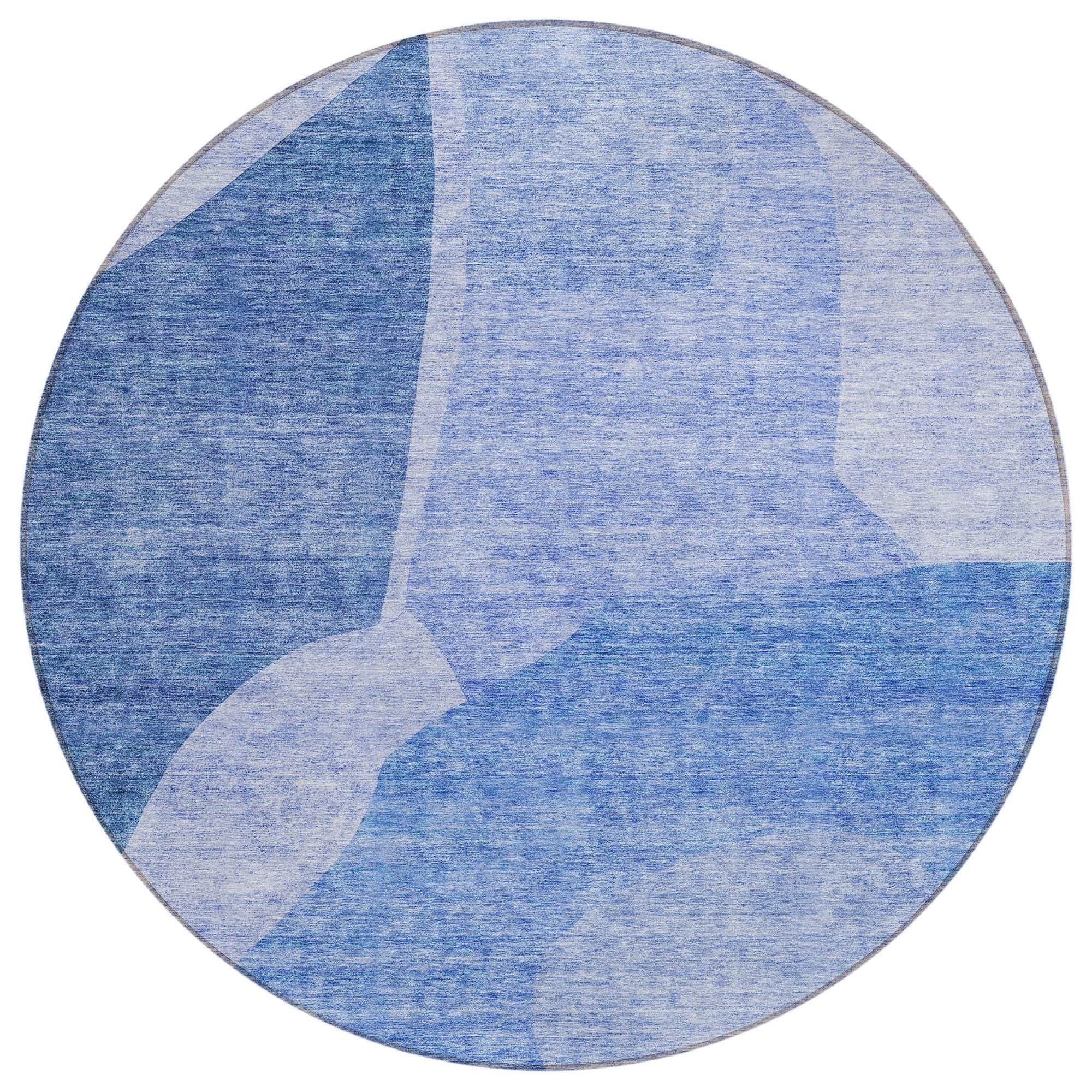 Machine Washable Navy Blue Rug - Indoor / Outdoor - Kids / Pet Friendly Abstract Print Rug