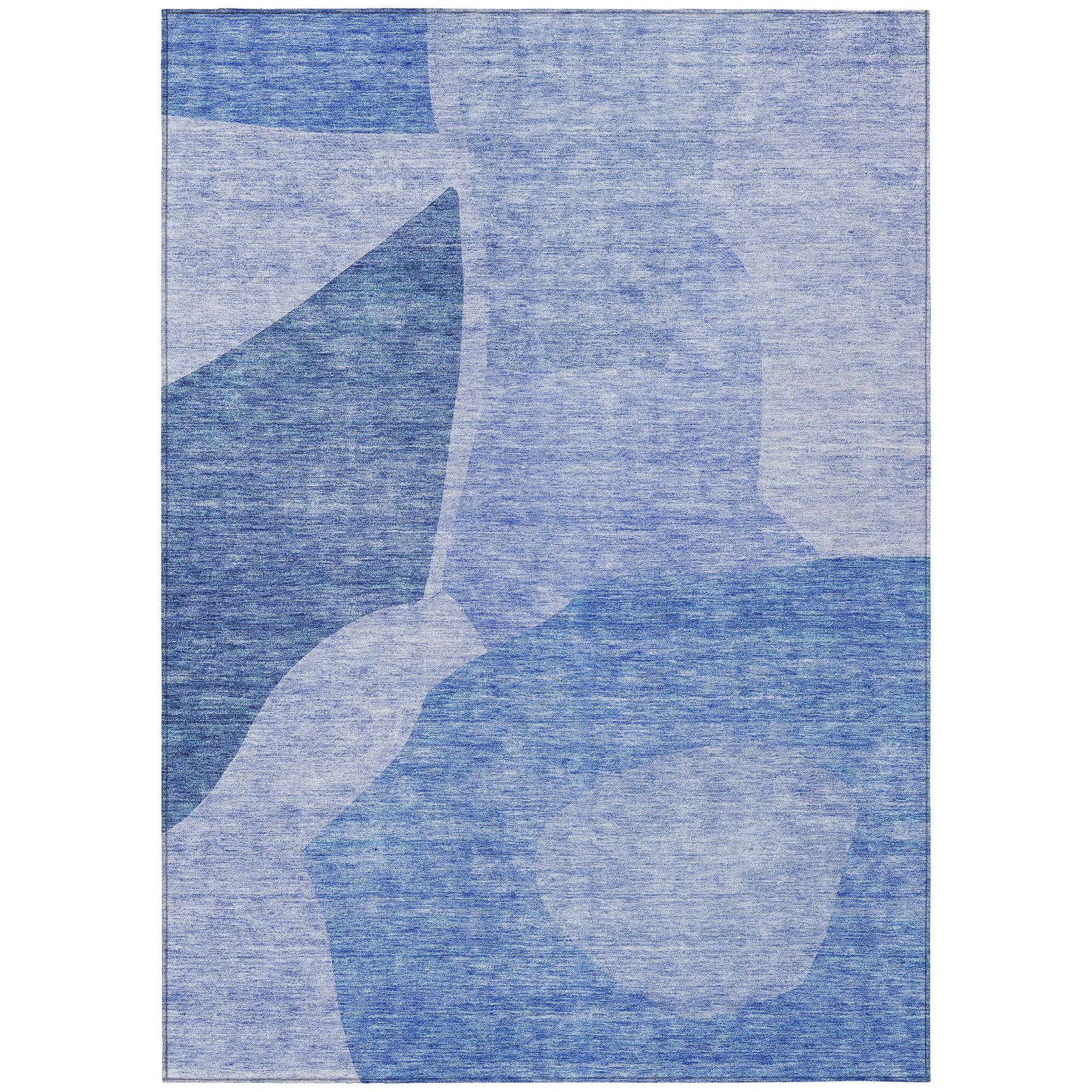 Machine Washable Navy Blue Rug - Indoor / Outdoor - Kids / Pet Friendly Abstract Print Rug