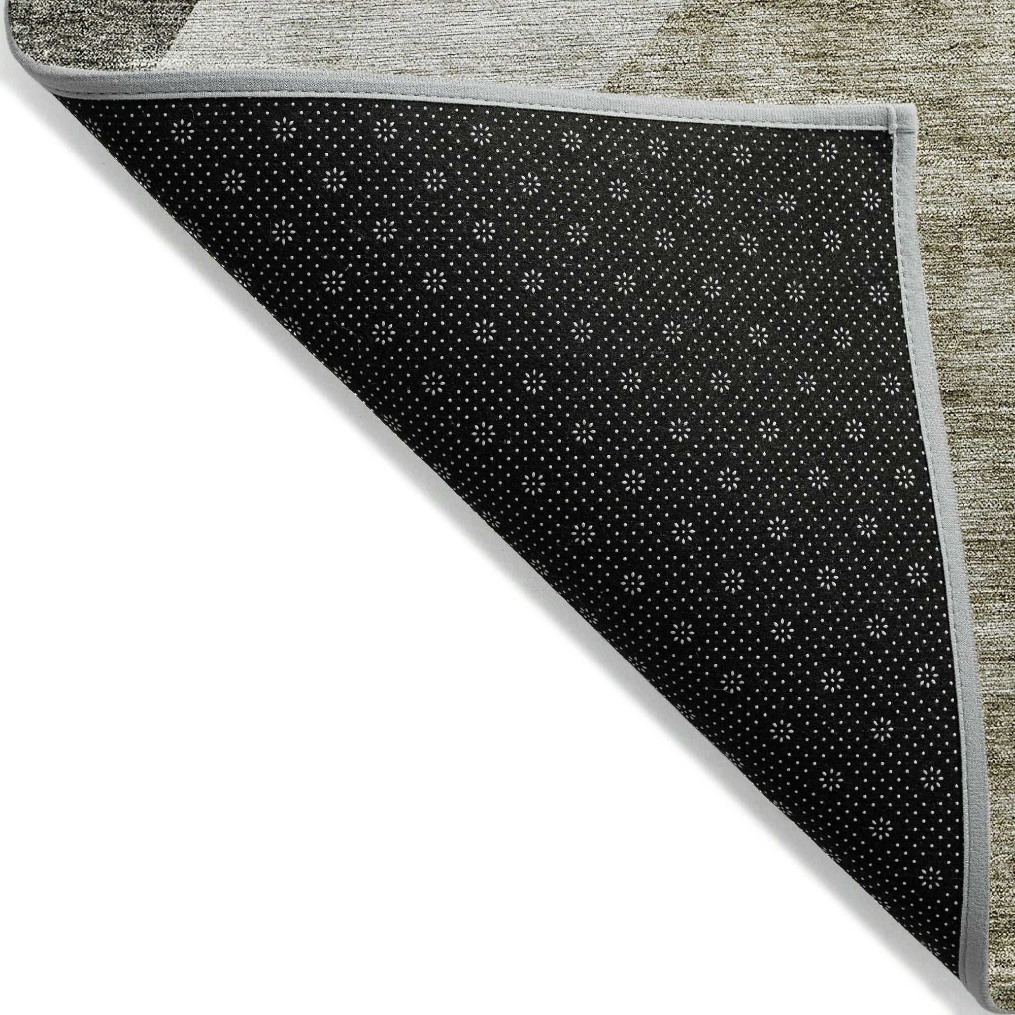Machine Washable Taupe Brown Rug - Indoor / Outdoor - Kids / Pet Friendly Abstract Print Rug