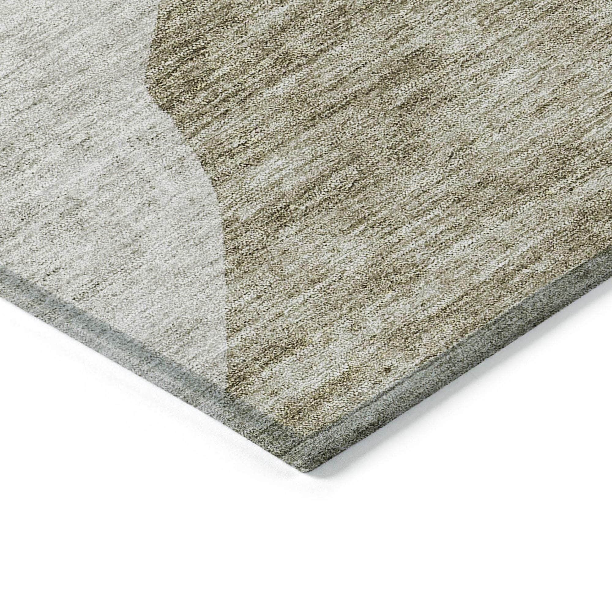 Machine Washable Taupe Brown Rug - Indoor / Outdoor - Kids / Pet Friendly Abstract Print Rug