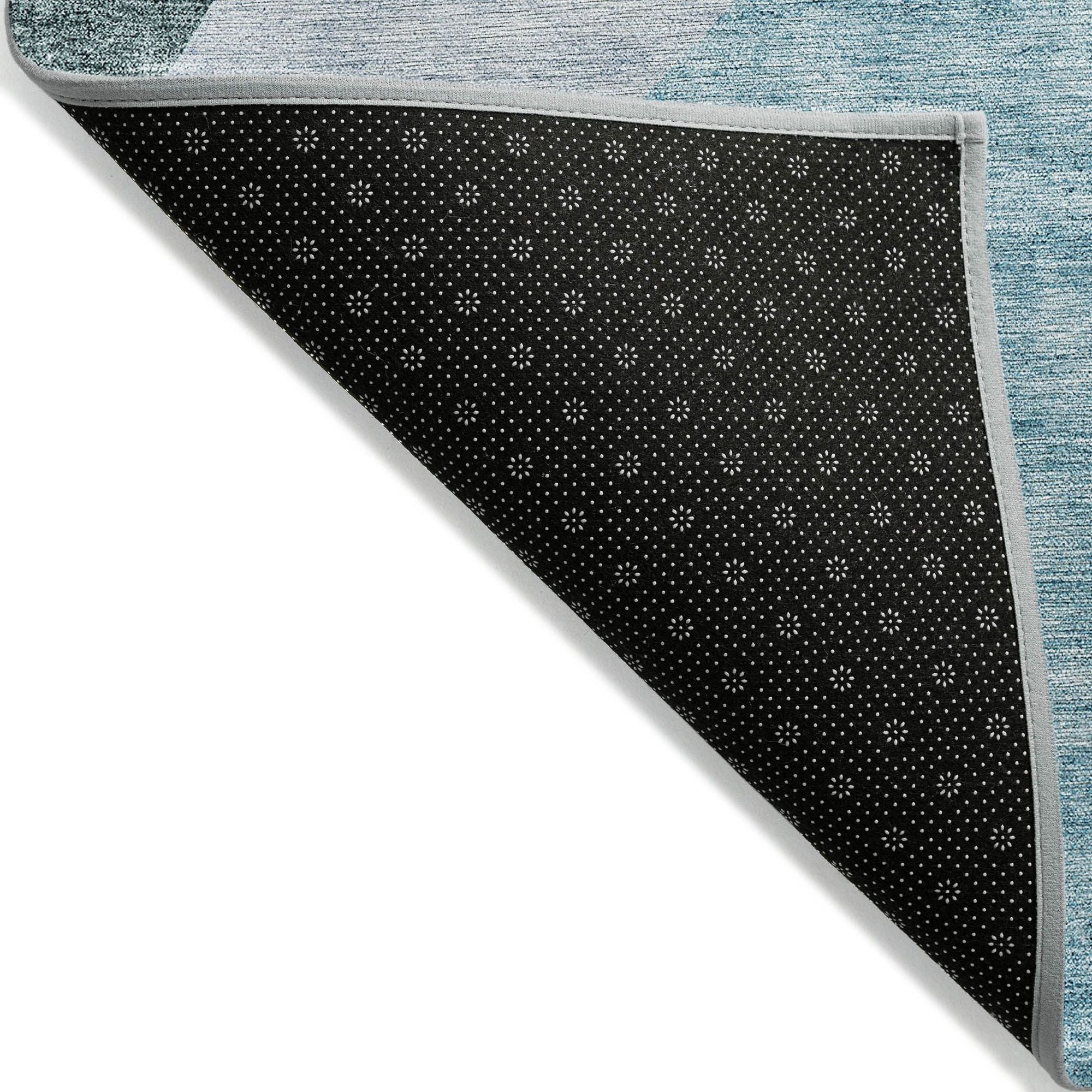 Machine Washable Teal Rug - Indoor / Outdoor - Kids / Pet Friendly Abstract Print Rug