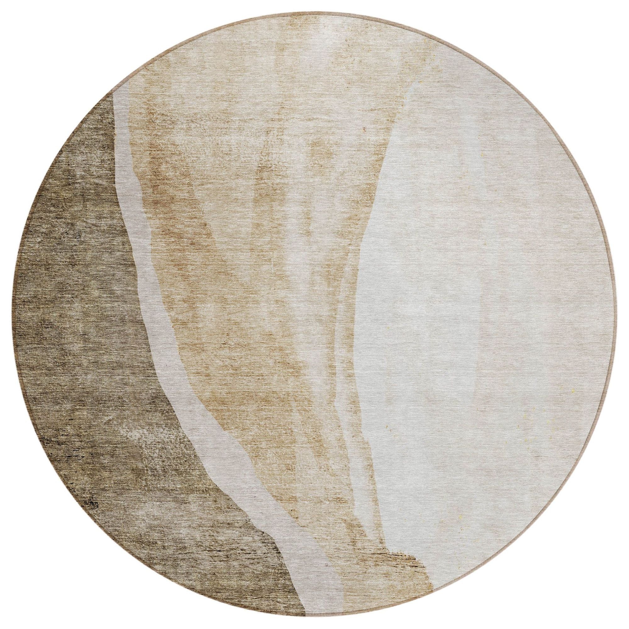 Machine Washable Brown Rug - Indoor / Outdoor - Kids / Pet Friendly Abstract Print Rug