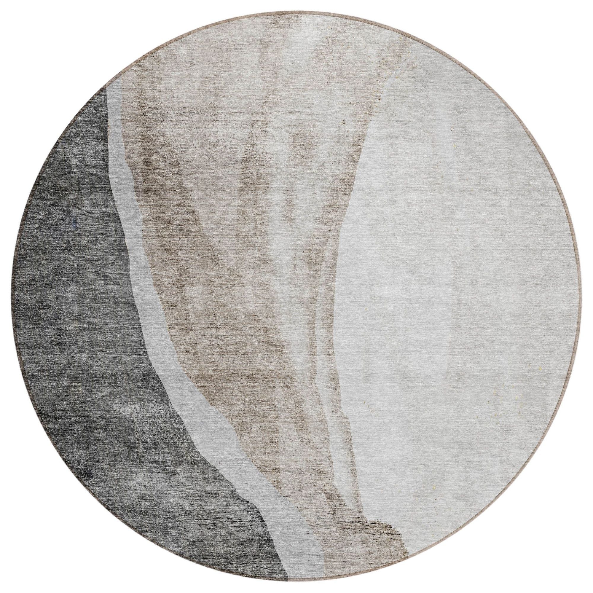 Machine Washable Charcoal Gray Rug - Indoor / Outdoor - Kids / Pet Friendly Abstract Print Rug