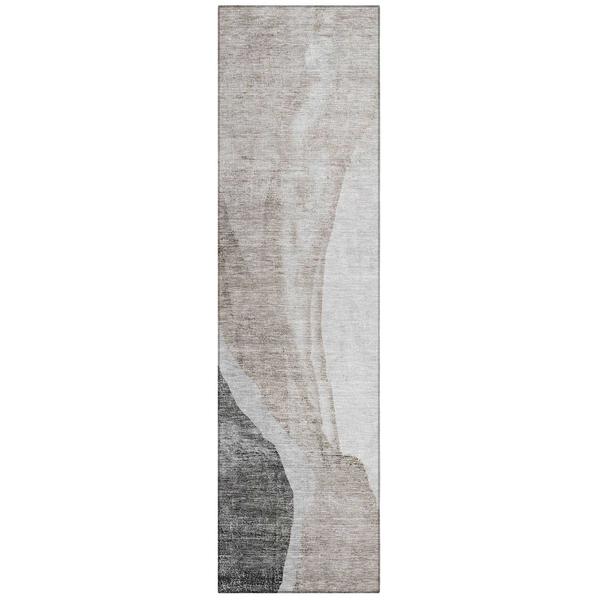Machine Washable Charcoal Gray Rug - Indoor / Outdoor - Kids / Pet Friendly Abstract Print Rug