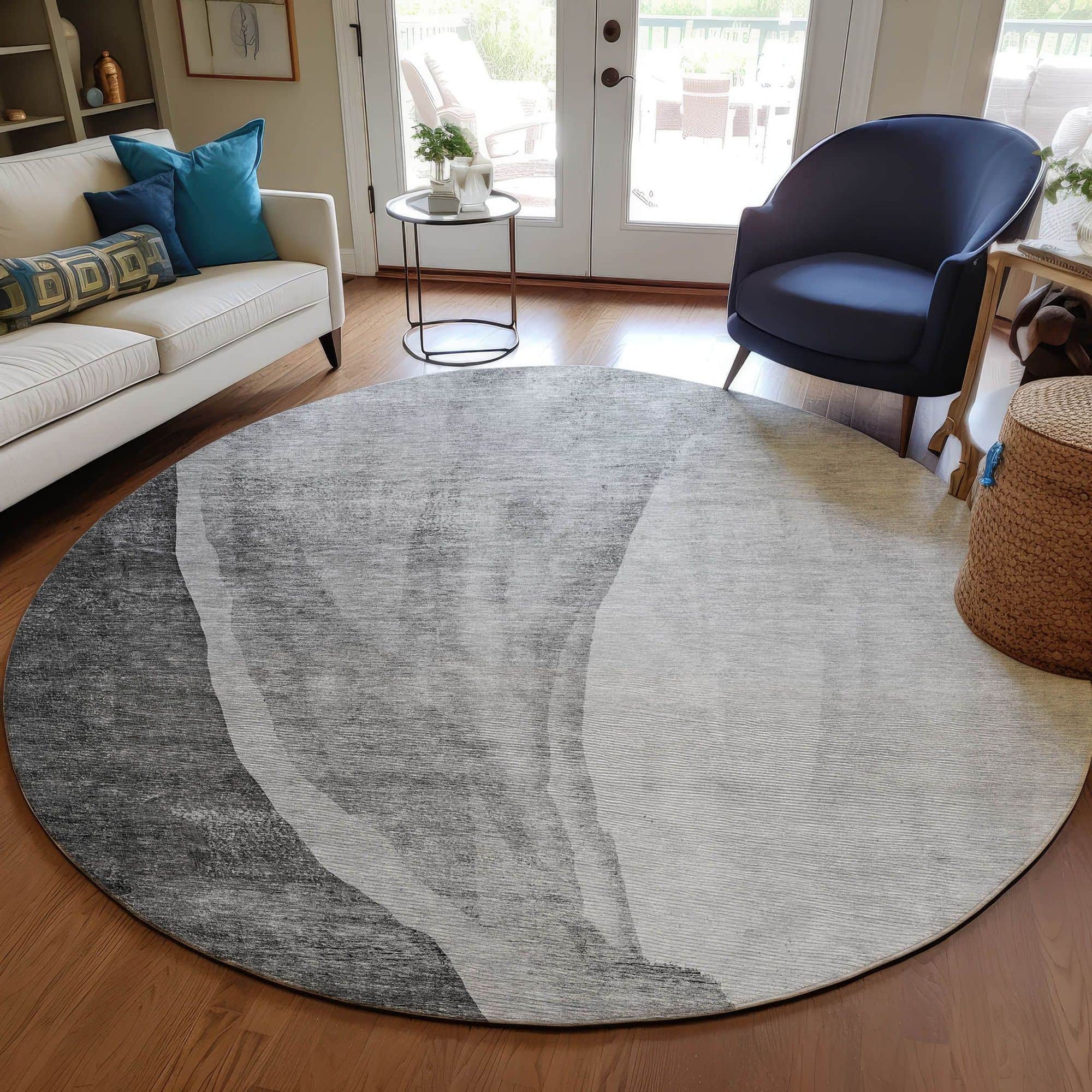 Machine Washable Gray Rug - Indoor / Outdoor - Kids / Pet Friendly Abstract Print Rug