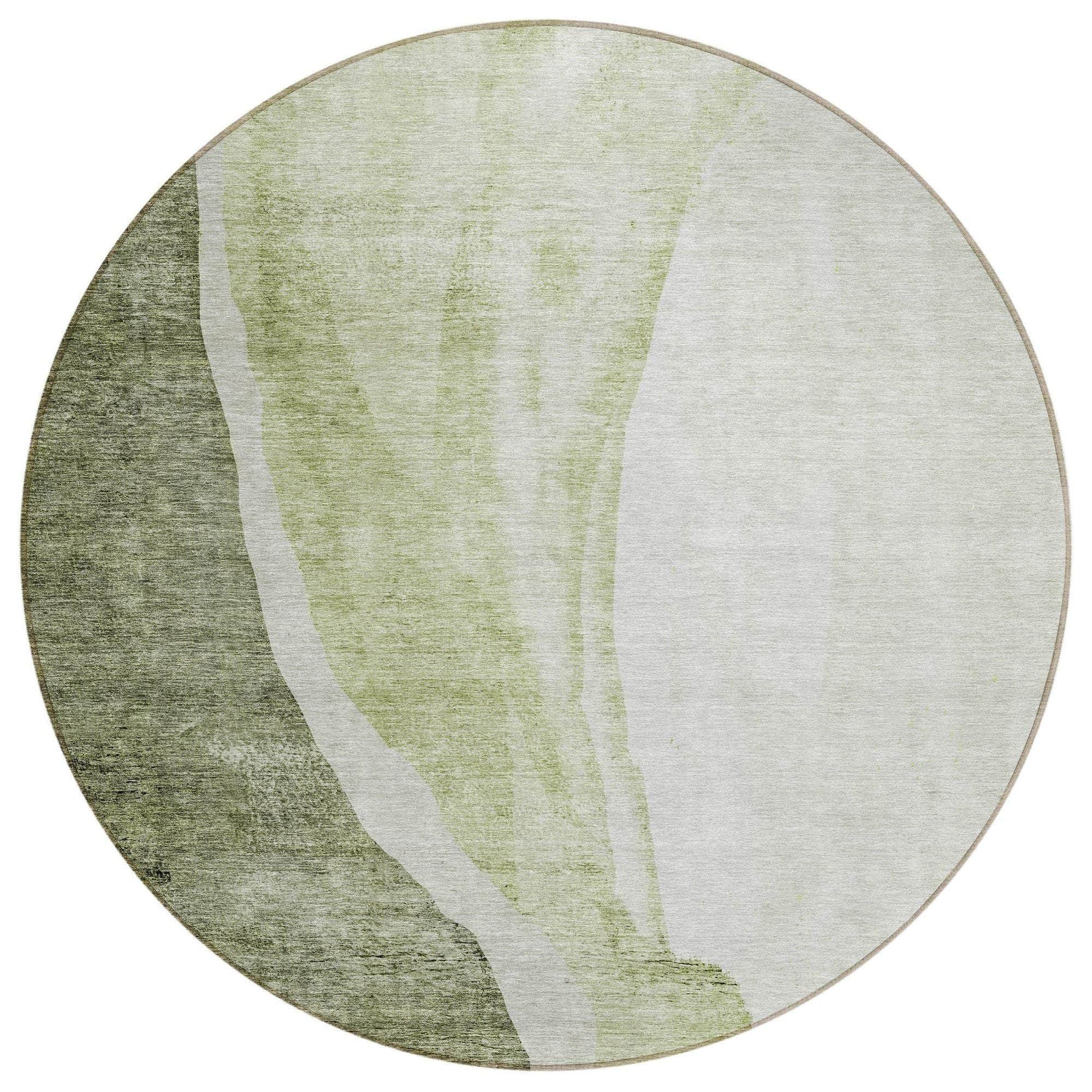 Machine Washable Olive Green Rug - Indoor / Outdoor - Kids / Pet Friendly Abstract Print Rug