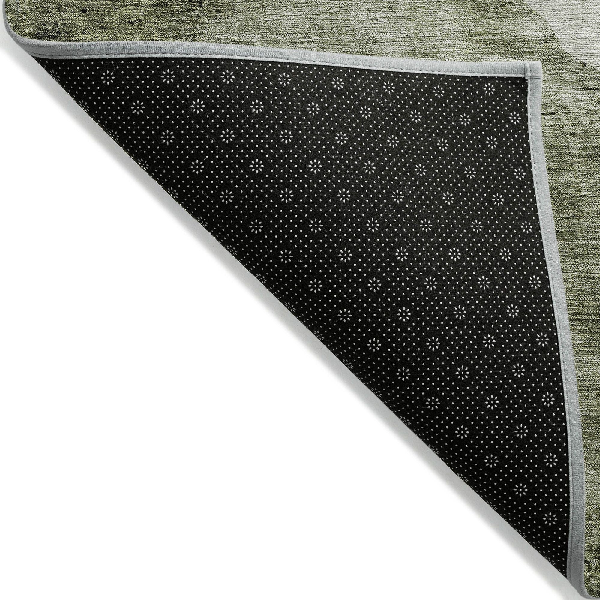 Machine Washable Olive Green Rug - Indoor / Outdoor - Kids / Pet Friendly Abstract Print Rug
