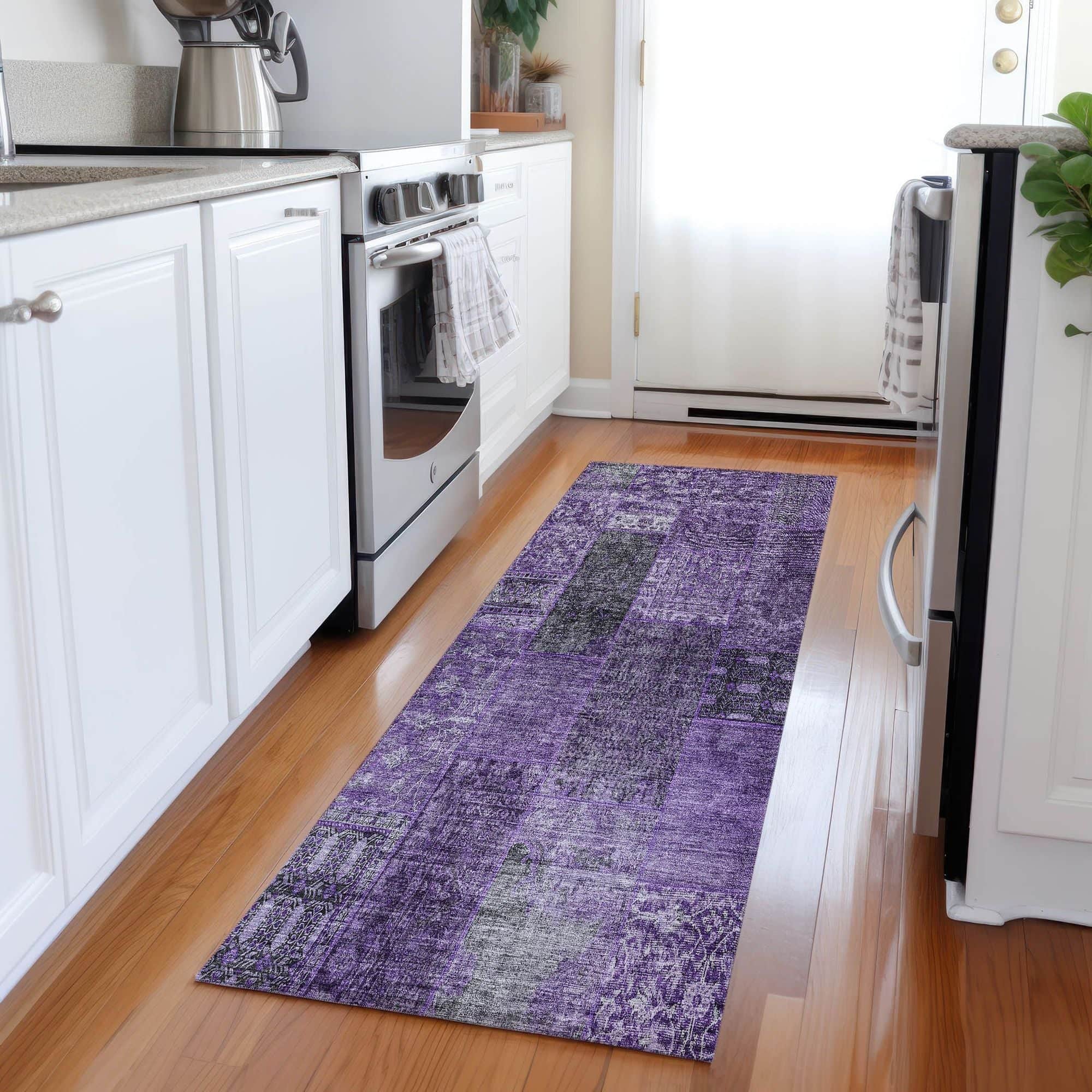 Gingham Machine Washable Rug