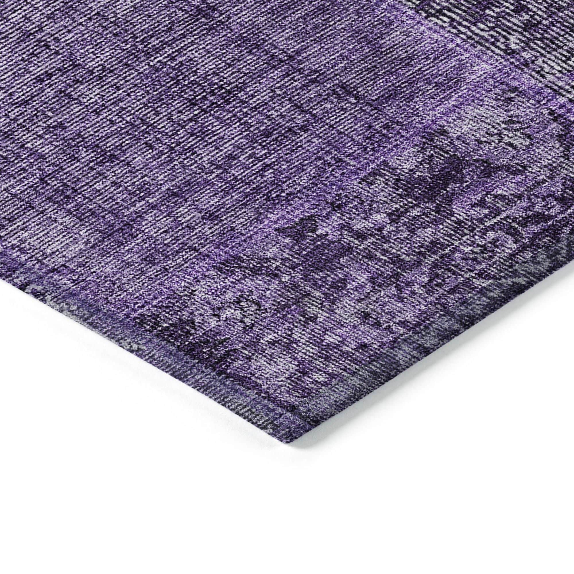 Machine Washable Eggplant Purple Rug - Indoor / Outdoor - Kids / Pet Friendly Patchwork Print Rug