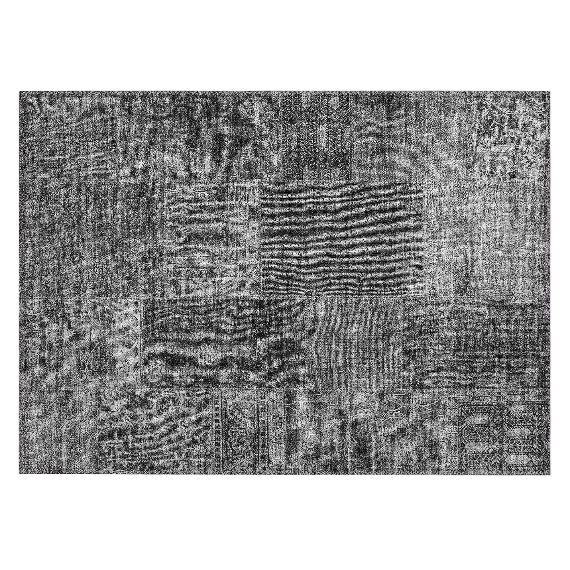 Machine Washable Gray Rug - Indoor / Outdoor - Kids / Pet Friendly Patchwork Print Rug