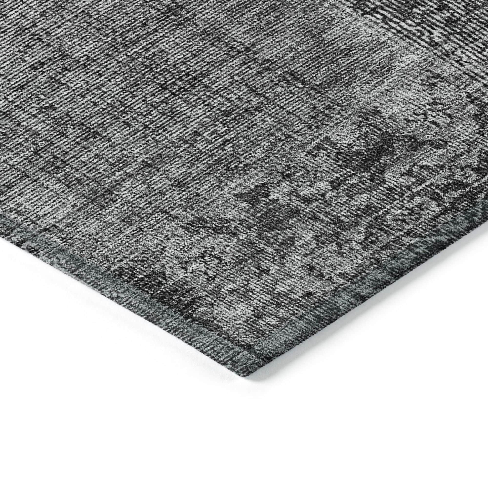 Machine Washable Gray Rug - Indoor / Outdoor - Kids / Pet Friendly Patchwork Print Rug