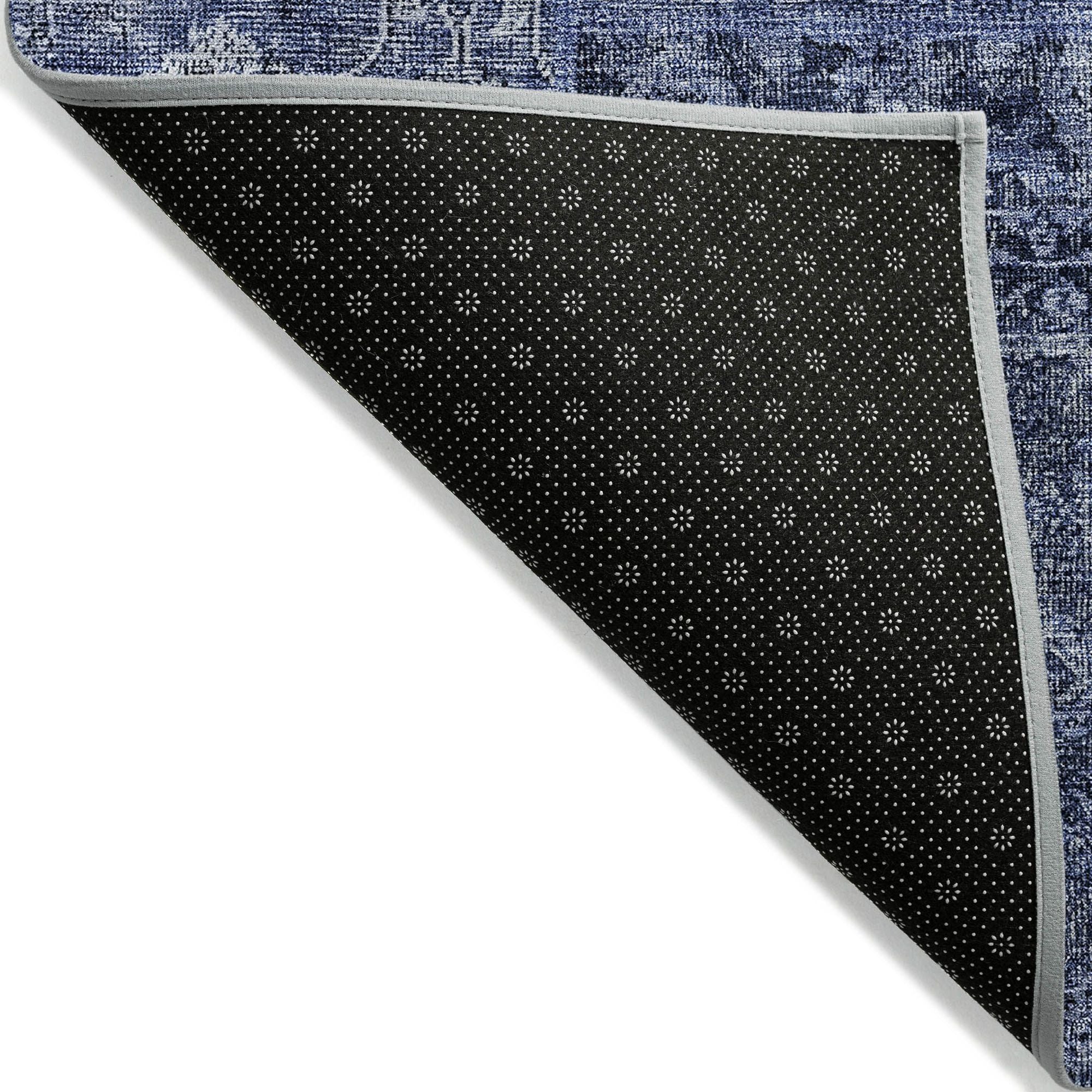 Machine Washable Navy Blue Rug - Indoor / Outdoor - Kids / Pet Friendly Patchwork Print Rug