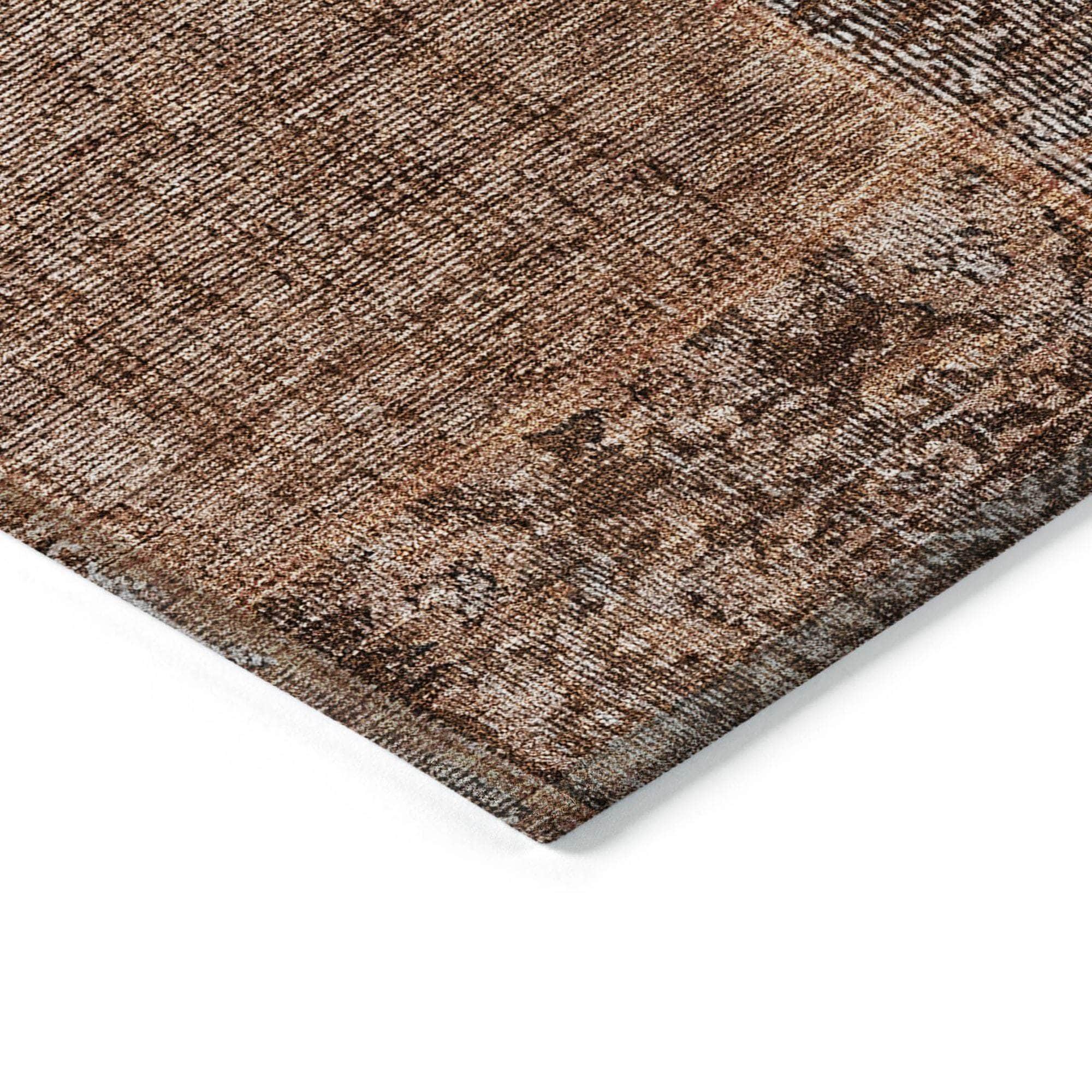 Machine Washable Terracotta Orange Rug - Indoor / Outdoor - Kids / Pet Friendly Patchwork Print Rug
