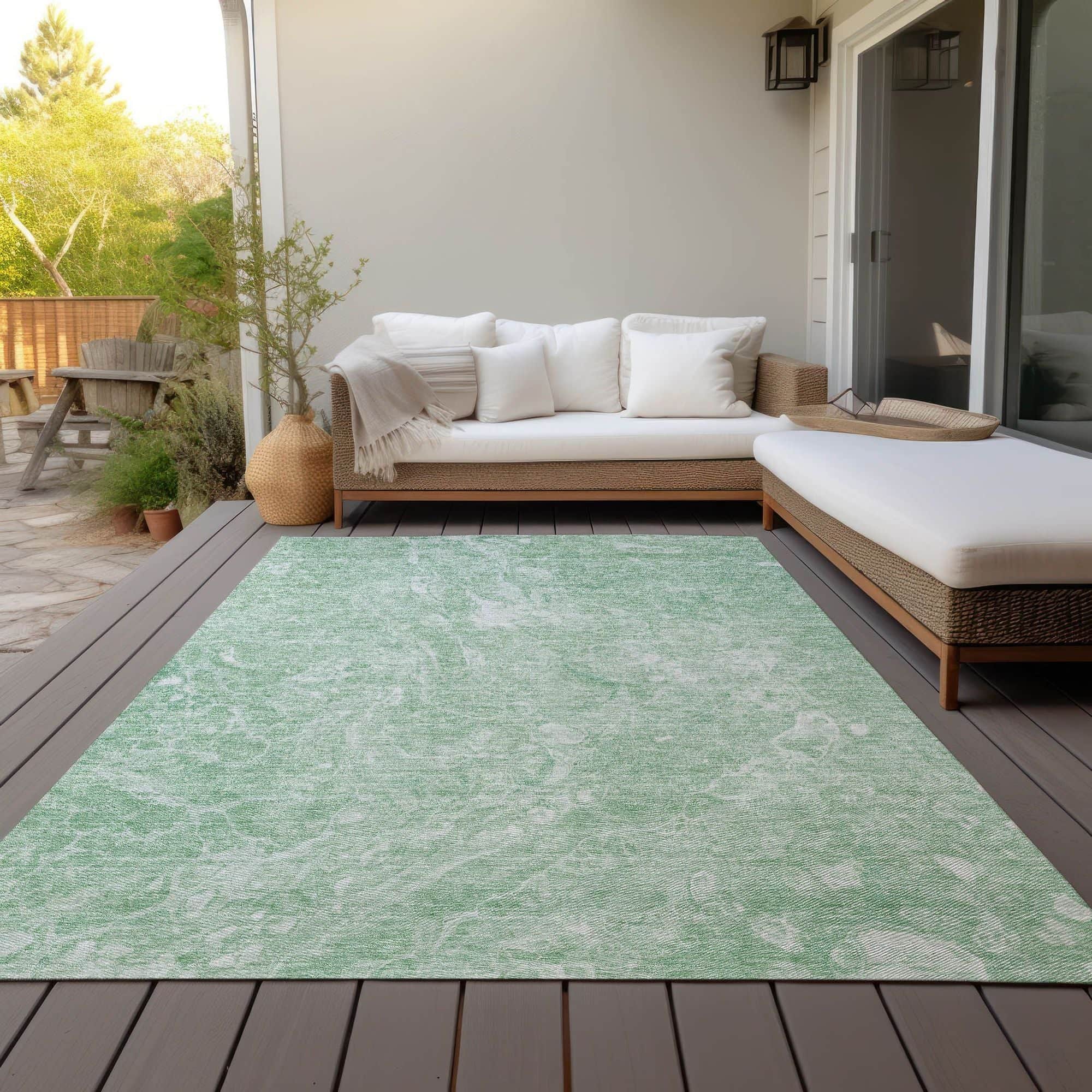 Machine Washable Mint Green Rug - Indoor / Outdoor - Kids / Pet Friendly Abstract Print Rug